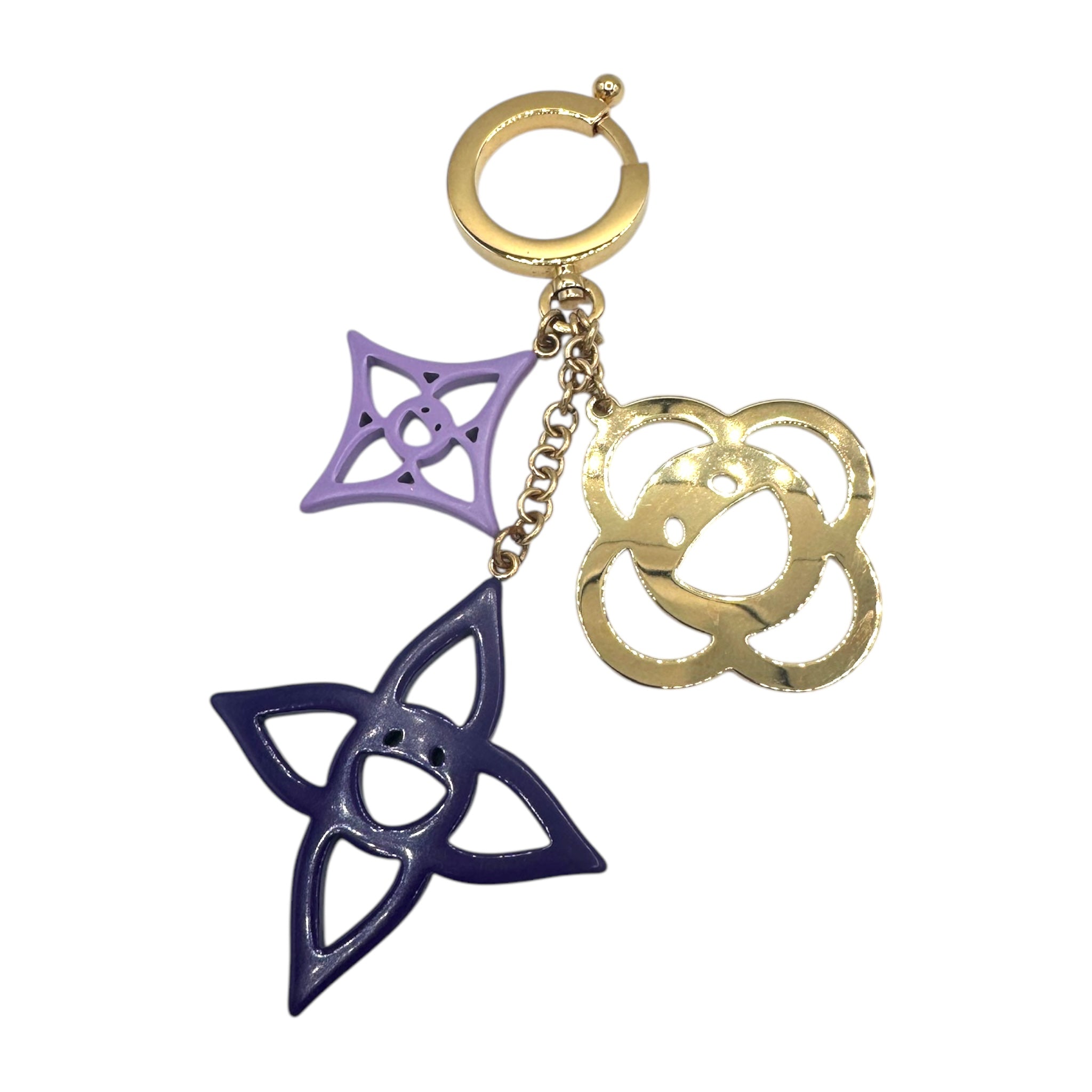 PRE-OWNED LV Brass Enamel Cosmic Blossom Bag Charm Violet