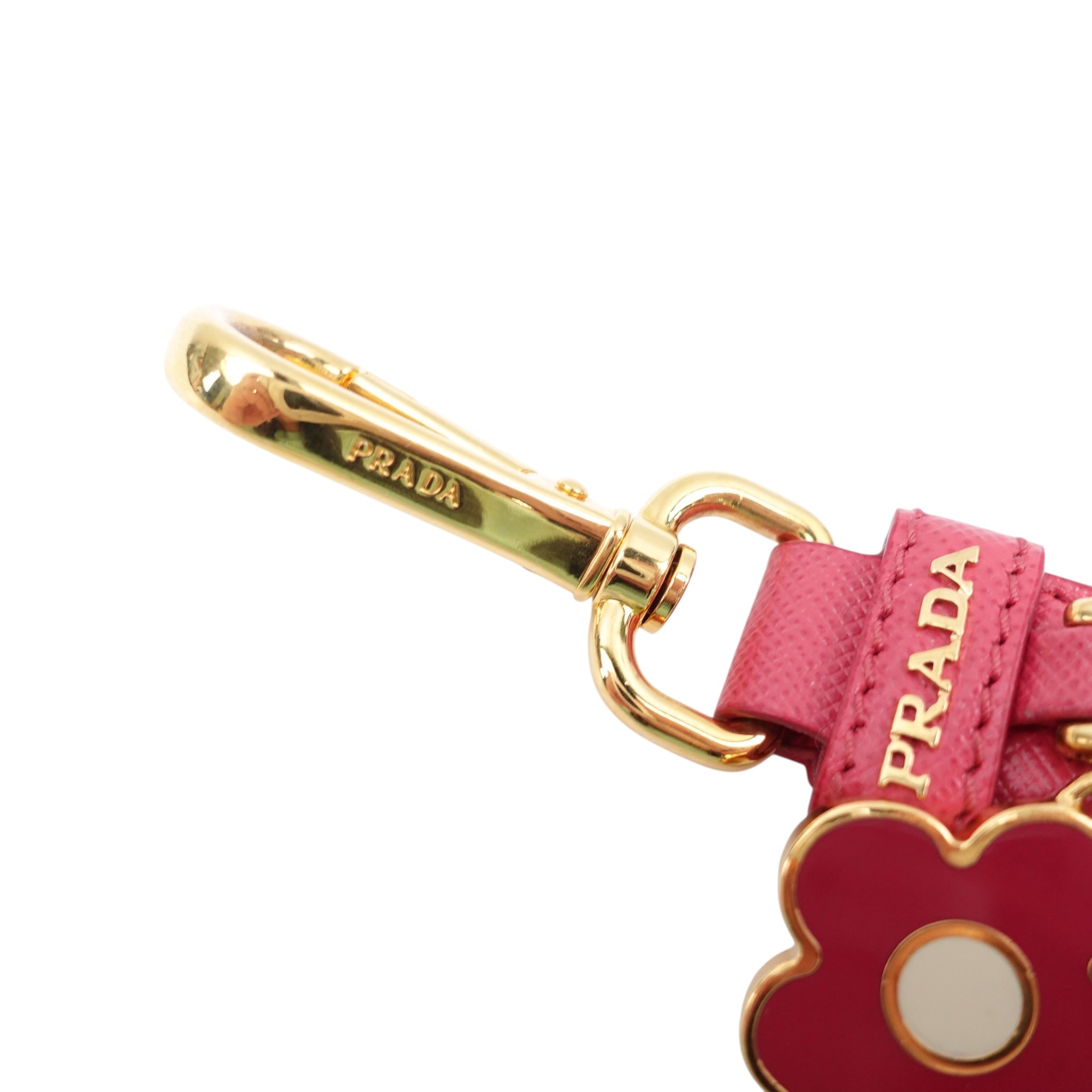 PRE-OWNED Pink Leather Flower Key Charm