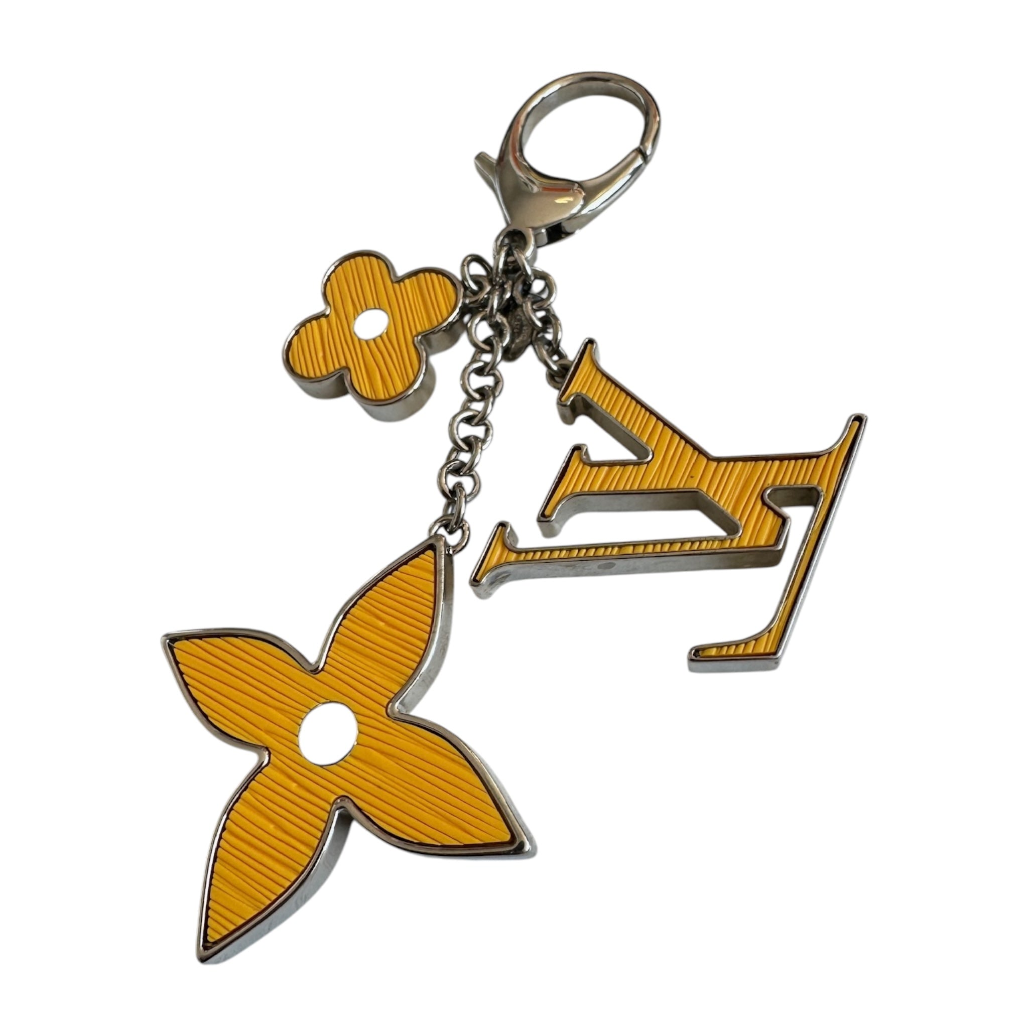 Llavero y dije para bolso Fleur d'Epi amarillo LV USADO