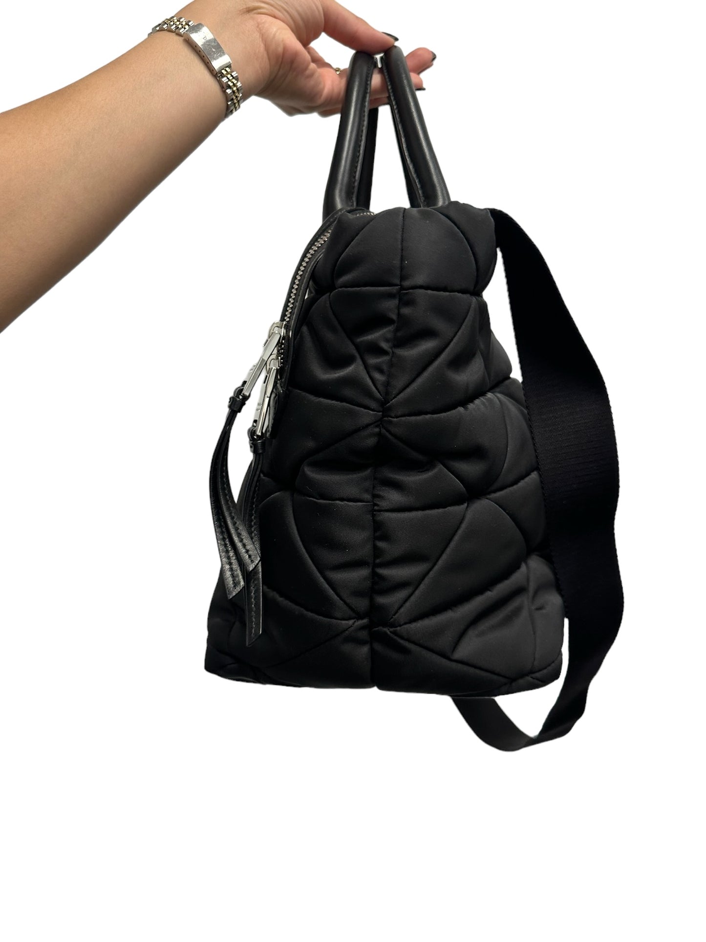 PRADA - Black Re-Nylon Medium Padded Tote