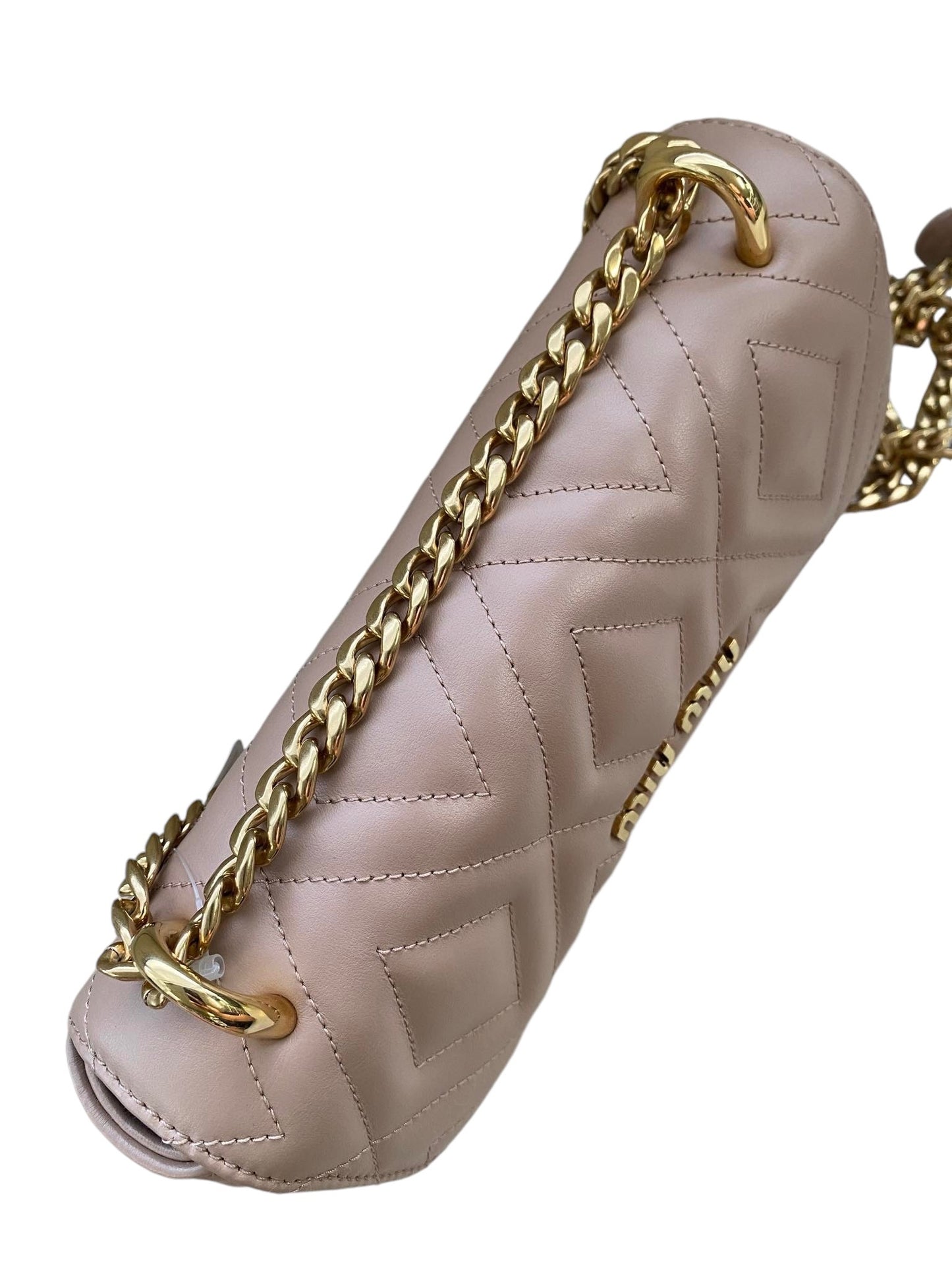 MIU MIU - Bolso bandolera de piel arrugada en color beige con rombos