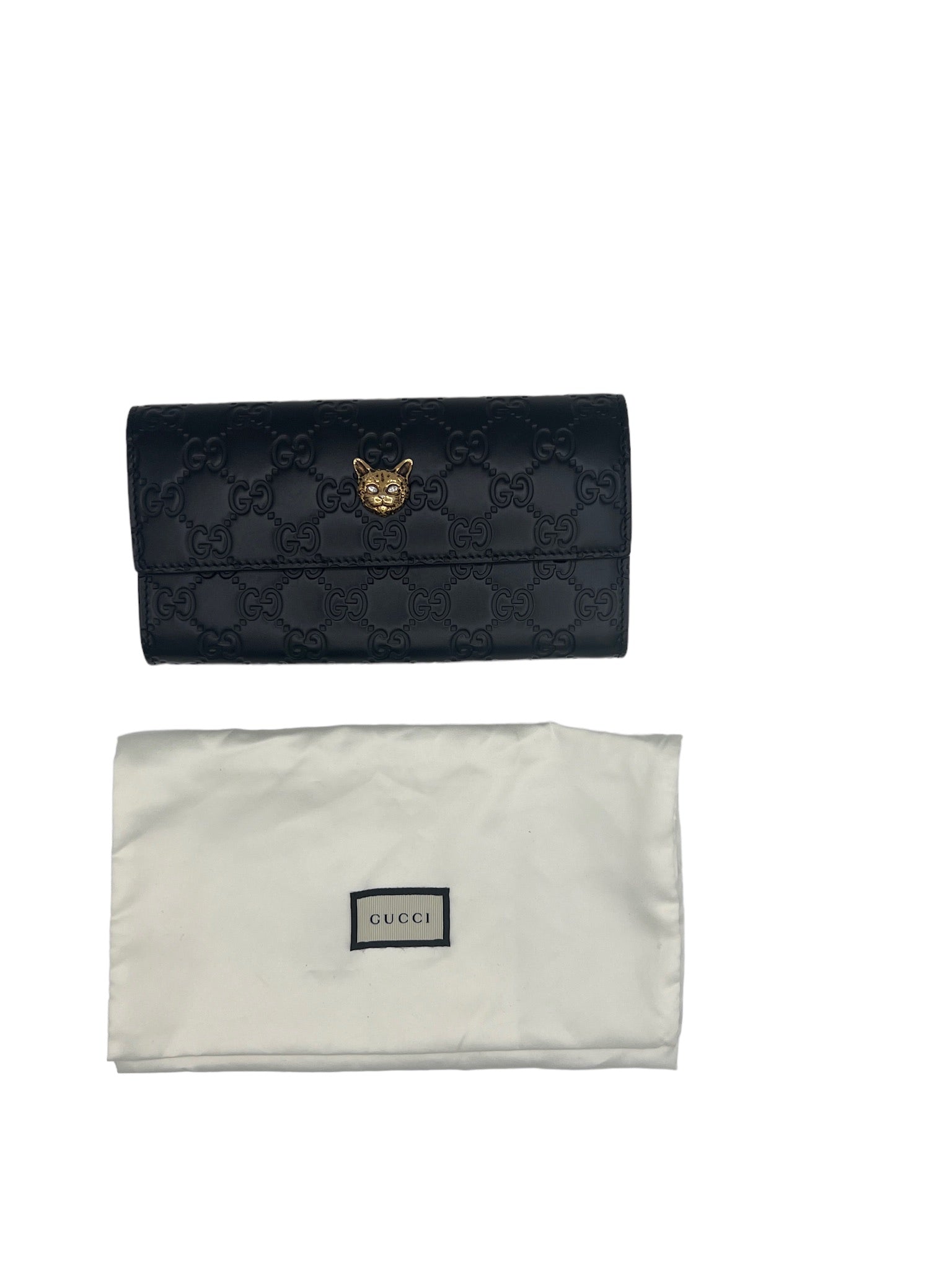 GUCCI - Cartera con solapa con cristales y firma Guccissima