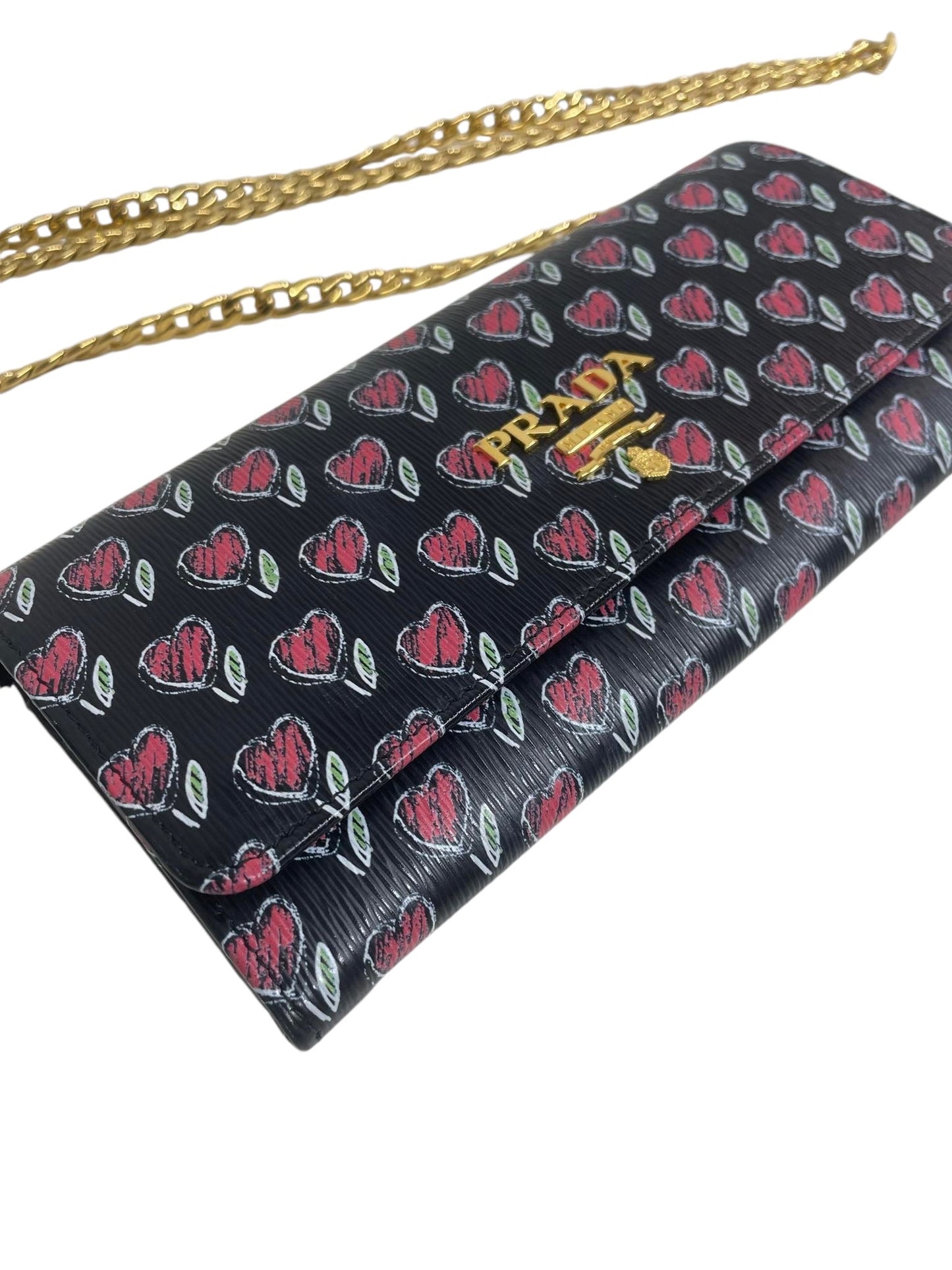 PRADA - Black Vitello Move Love Wallet on Chain