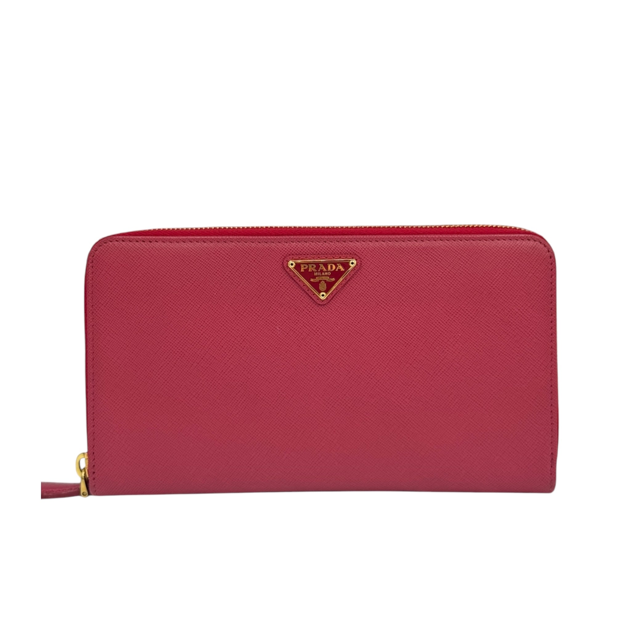 PRE-OWNED Pink Saffiano Zippy Organizer Long Wallet