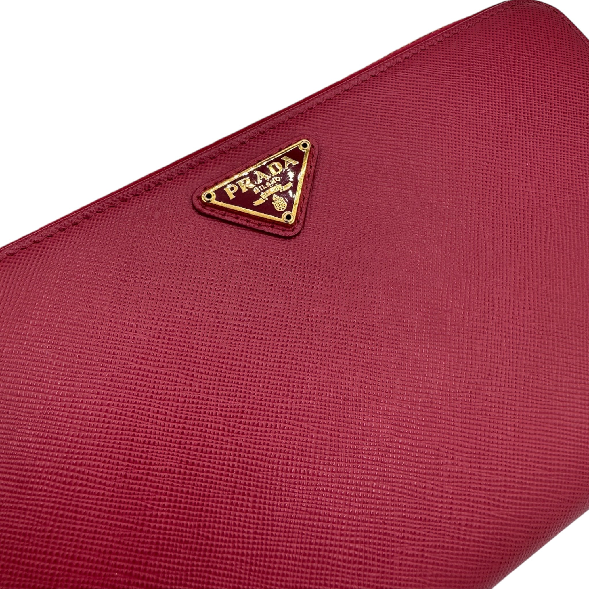 PRE-OWNED Pink Saffiano Zippy Organizer Long Wallet