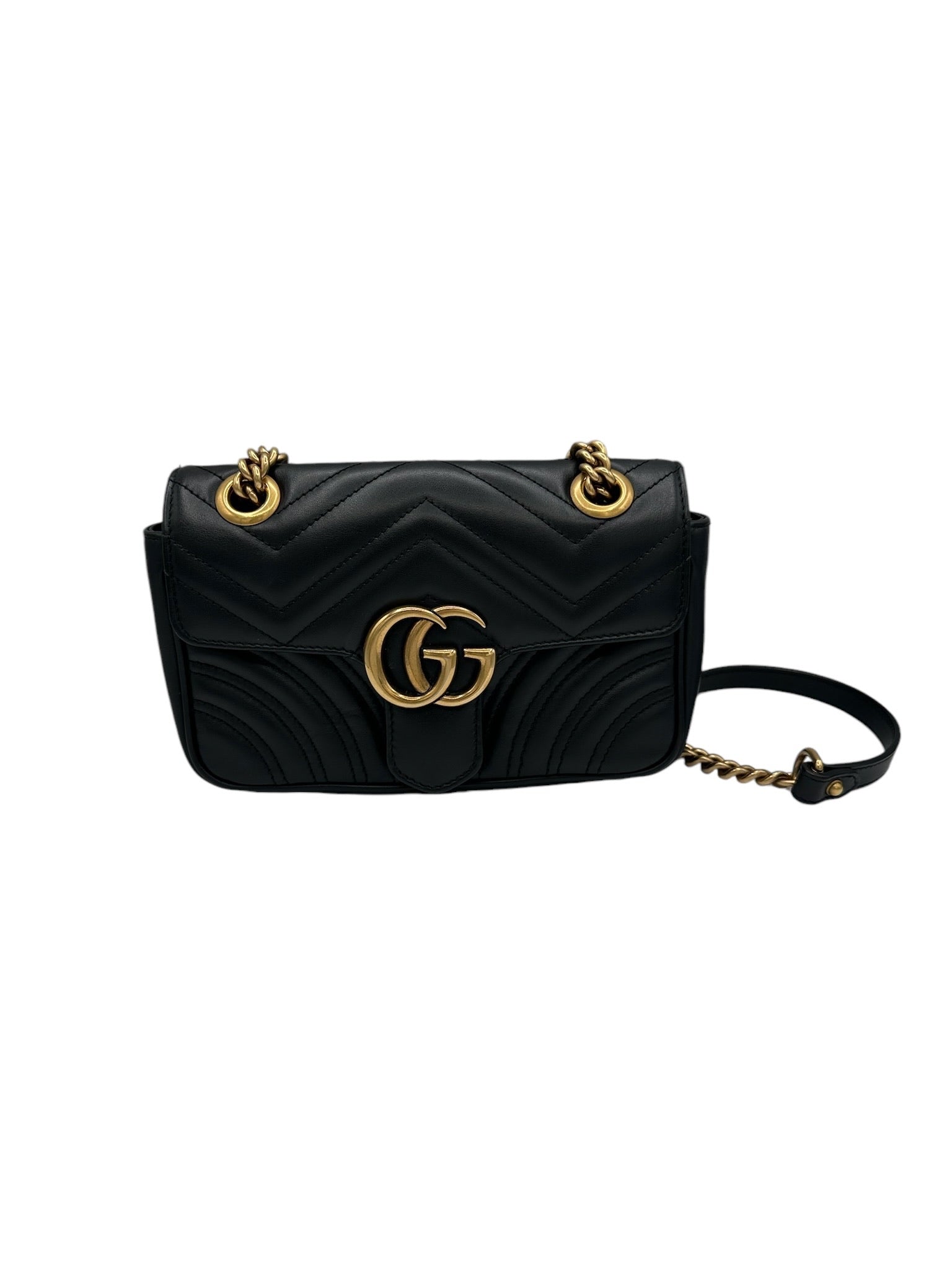 GUCCI - Bolso de hombro GG Marmont Mini de piel de becerro negra matelasse