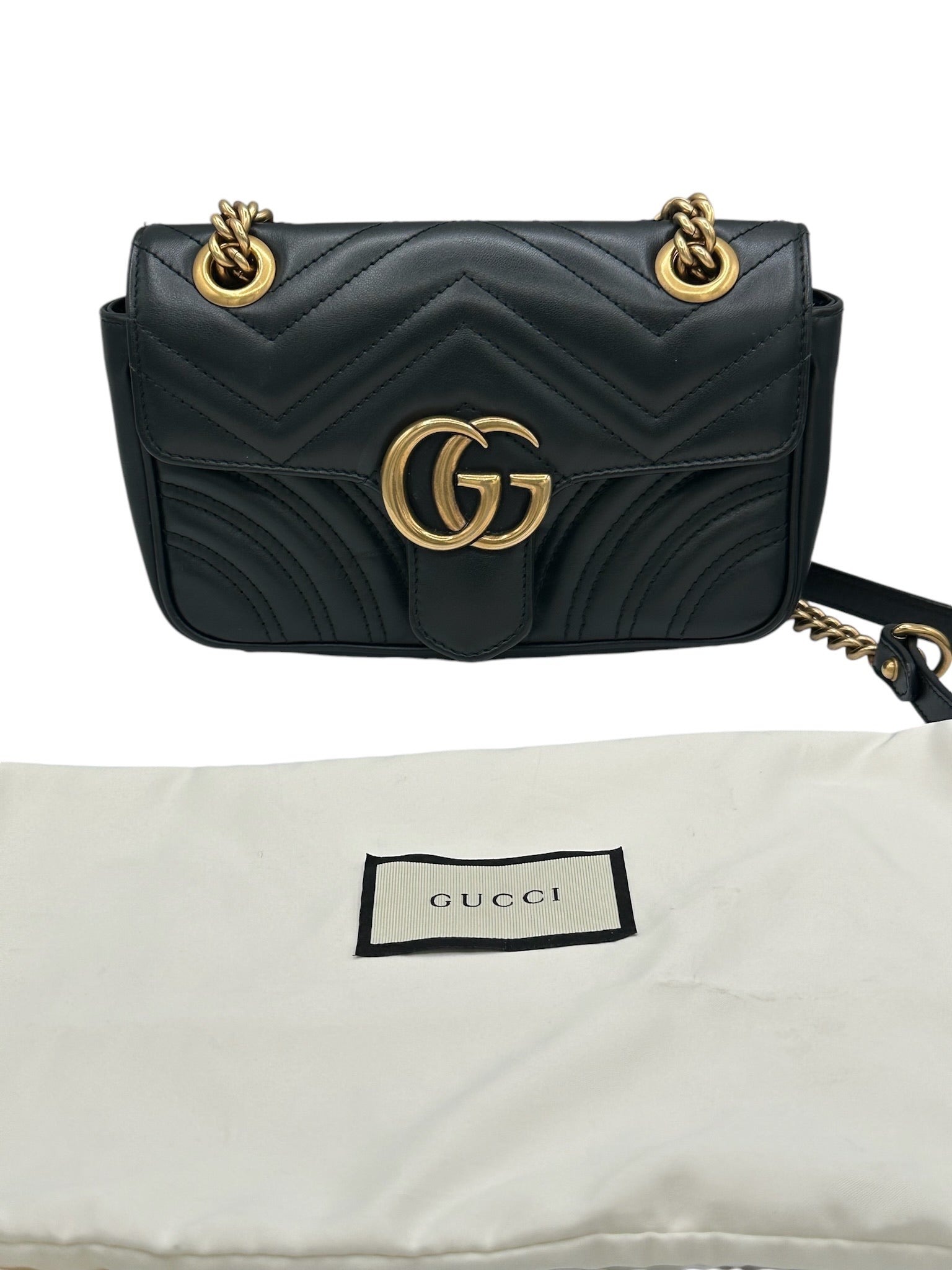 GUCCI - Bolso de hombro GG Marmont Mini de piel de becerro negra matelasse