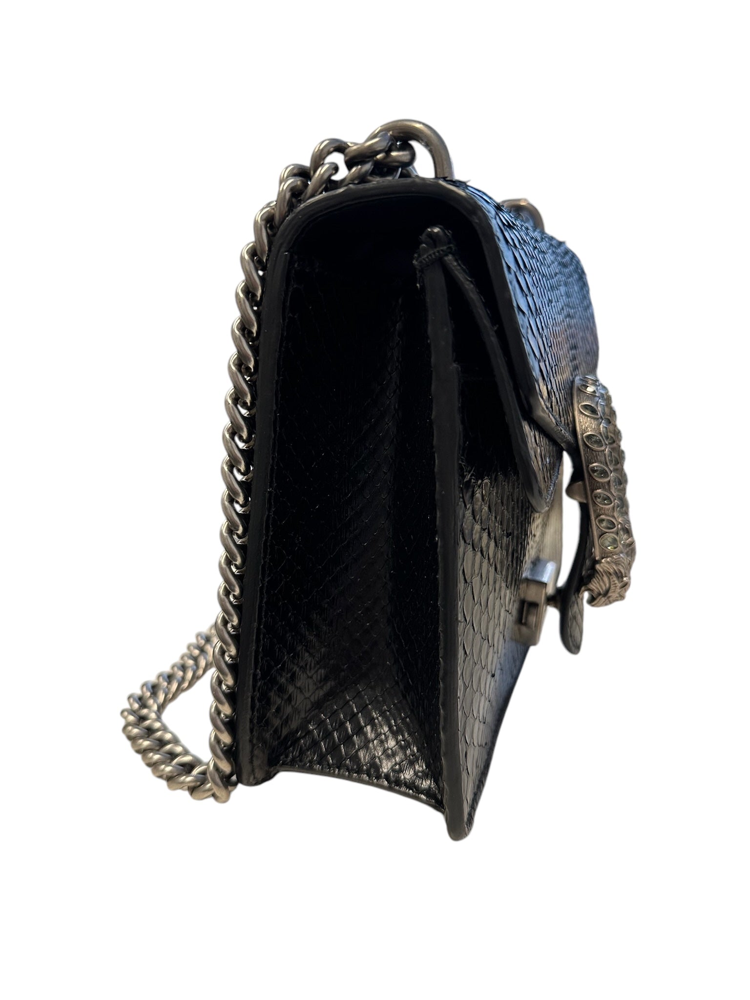 GUCCI - Bolso de hombro mini Dionysus de piel de pitón negra