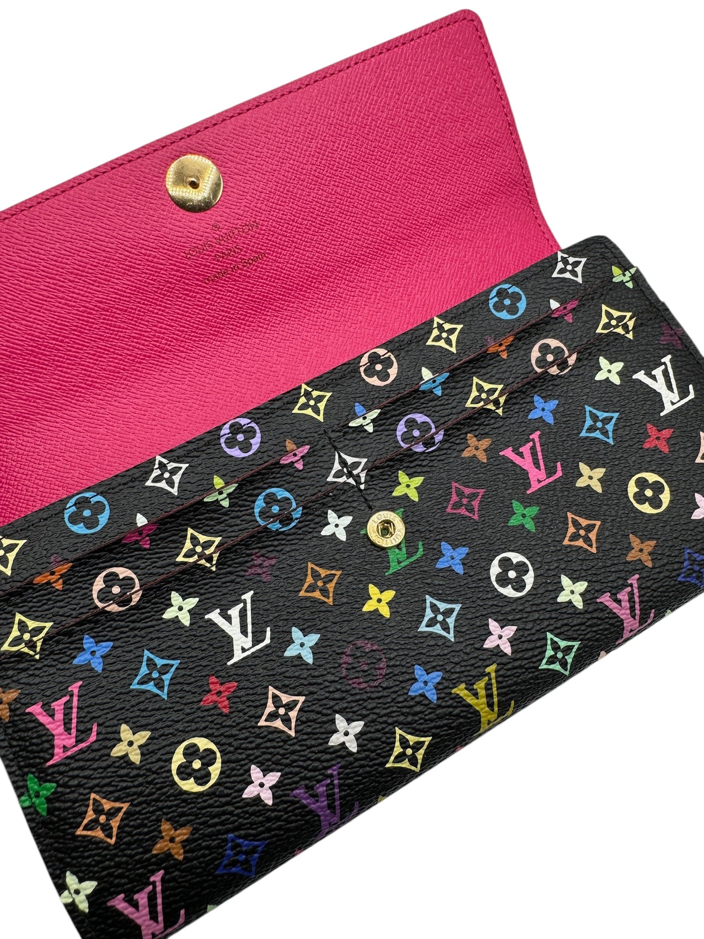 PRE-OWNED LV Sarah Black Multicolor Murakami Canvas Wallet