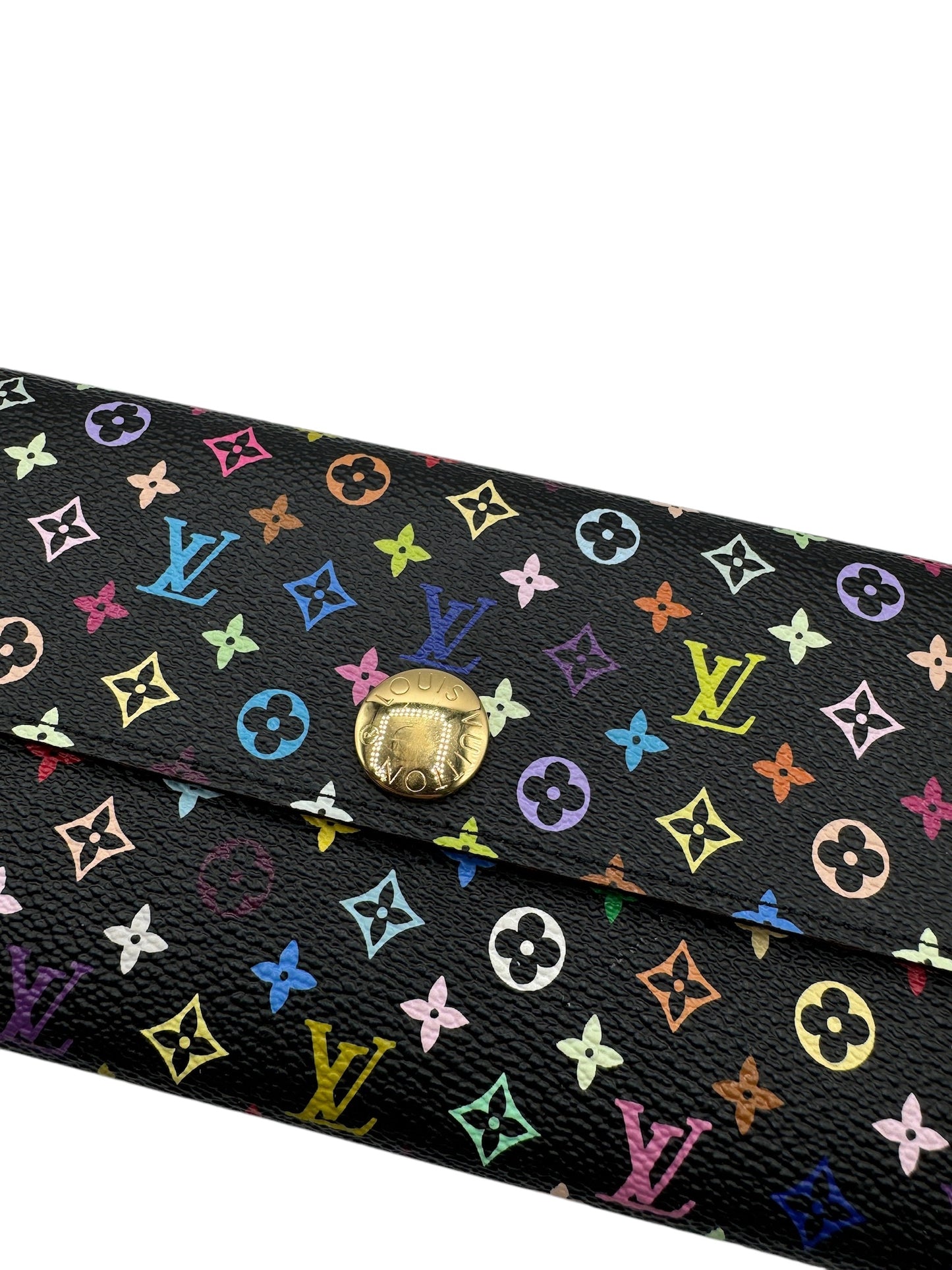 PRE-OWNED LV Sarah Black Multicolor Murakami Canvas Wallet