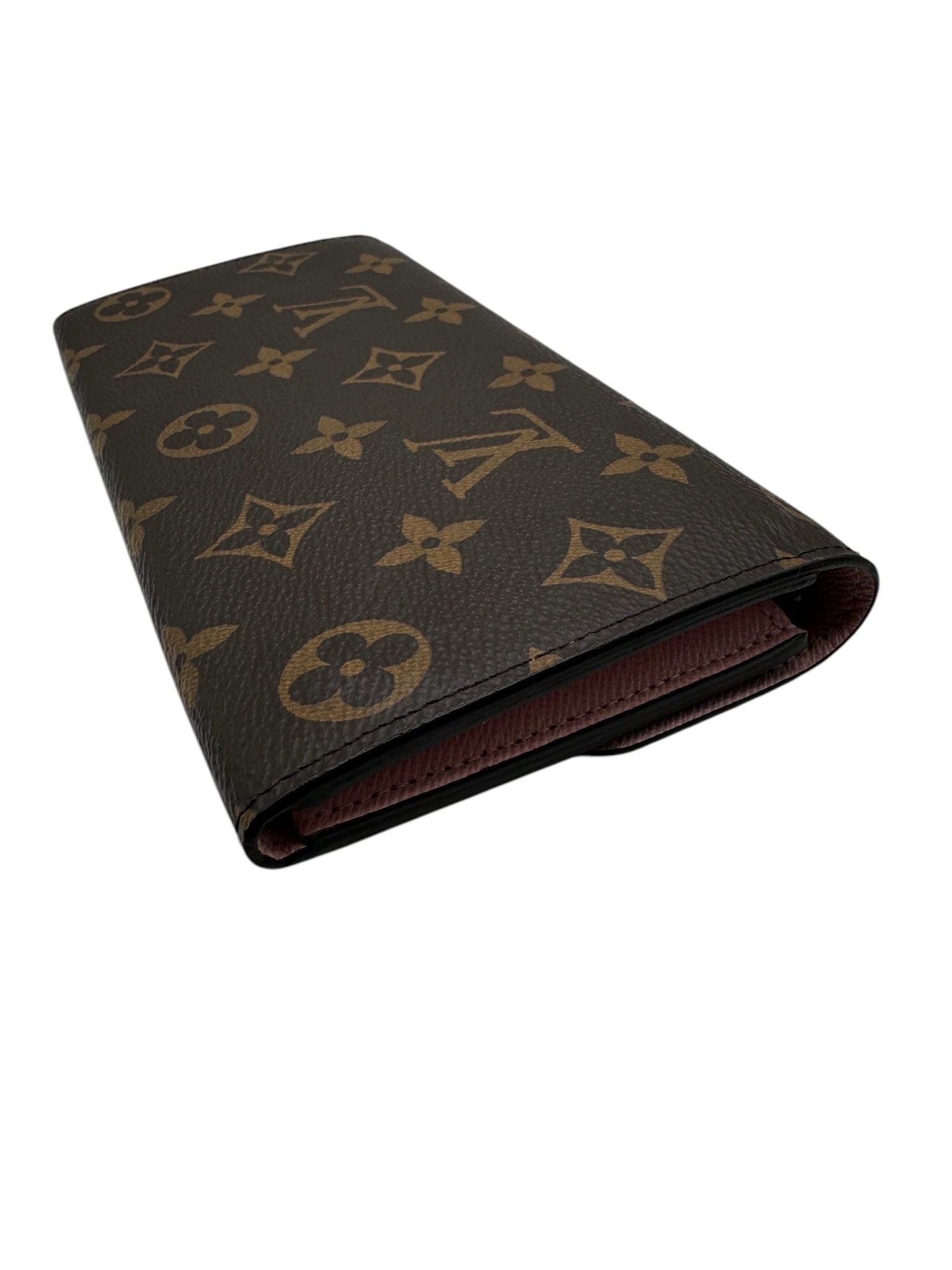 PRE-OWNED LV Pink Ballerine Brown Monogram Canvas Emilie Wallet