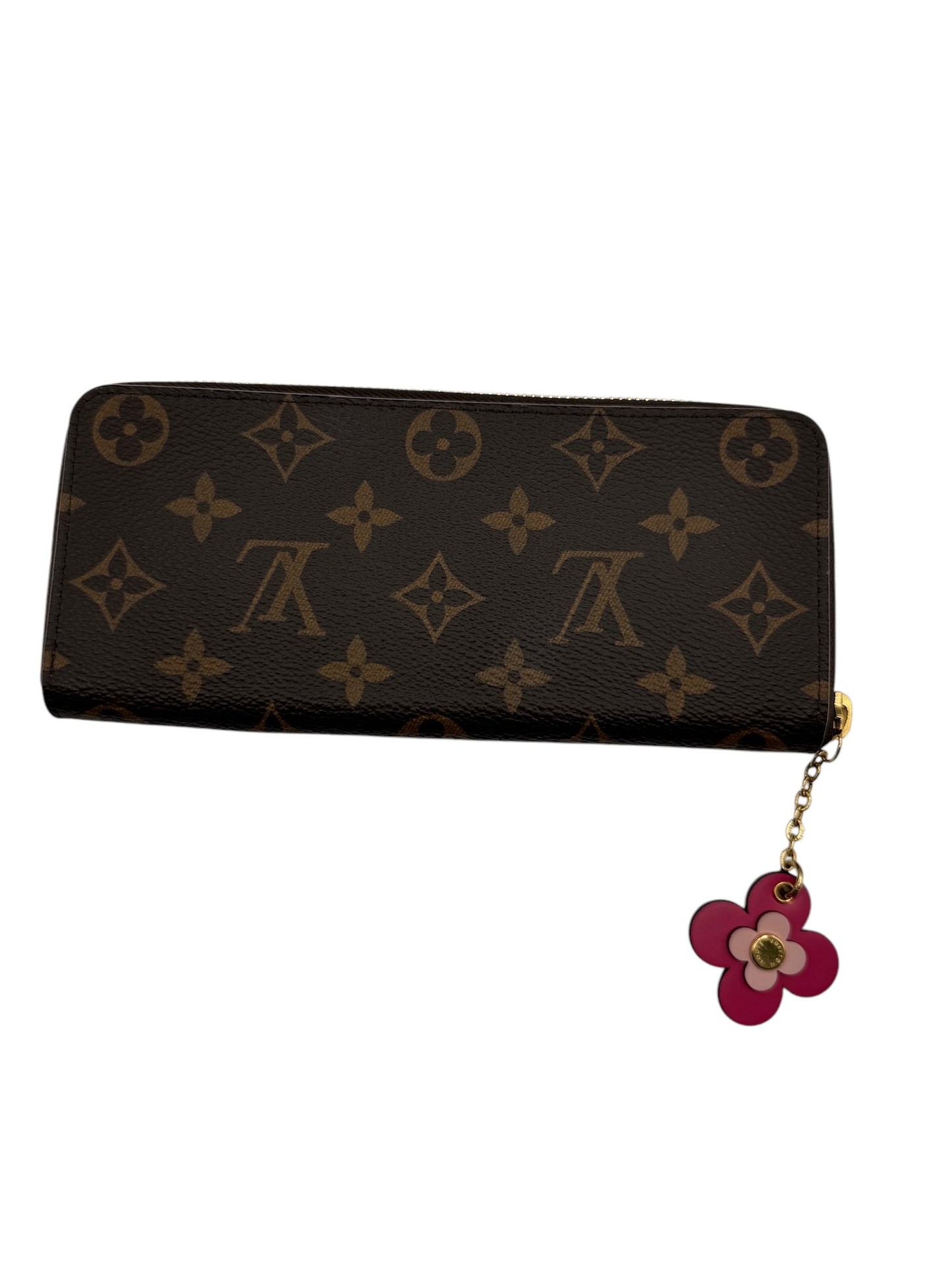 PRE-OWNED LV Clemence Monogram Coated Canvas Wallet with Flower Charm