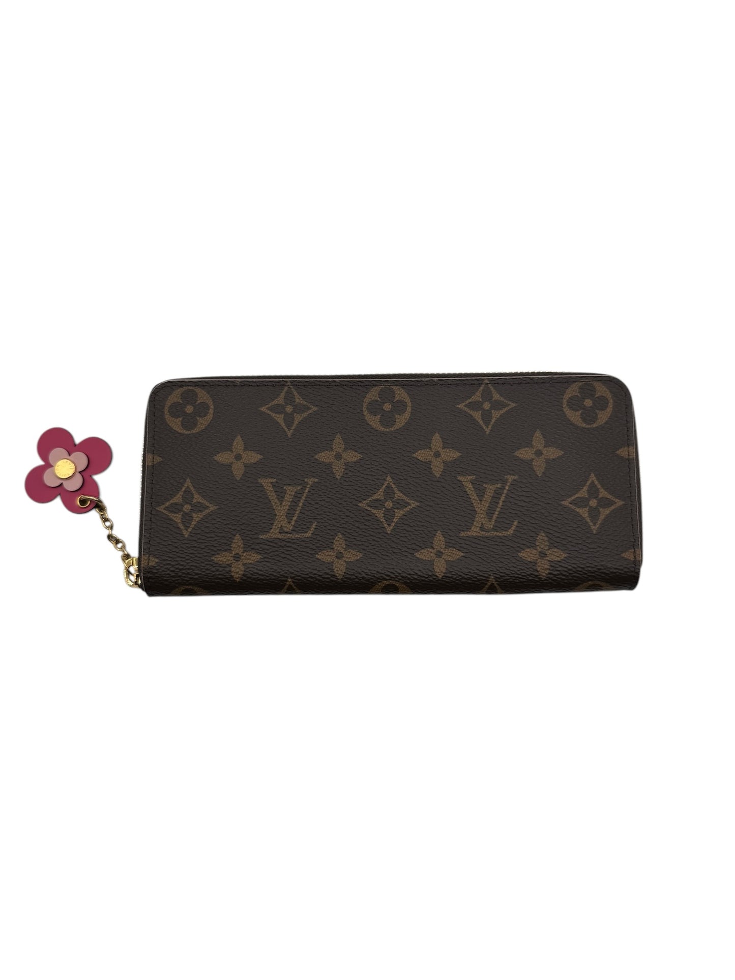 PRE-OWNED LV Clemence Monogram Coated Canvas Wallet with Flower Charm