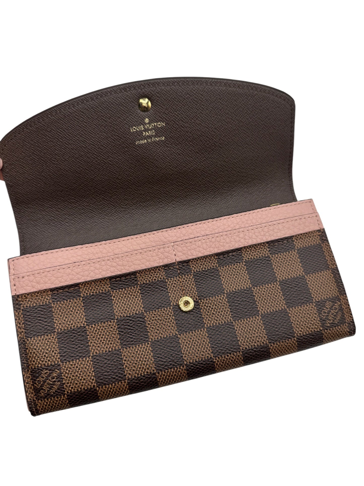 PRE-OWNED LV Pink Ballerine Emilie Damier Ebene Canvas Wallet