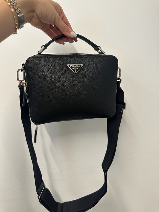 PRADA - Black Saffiano Messenger Bag