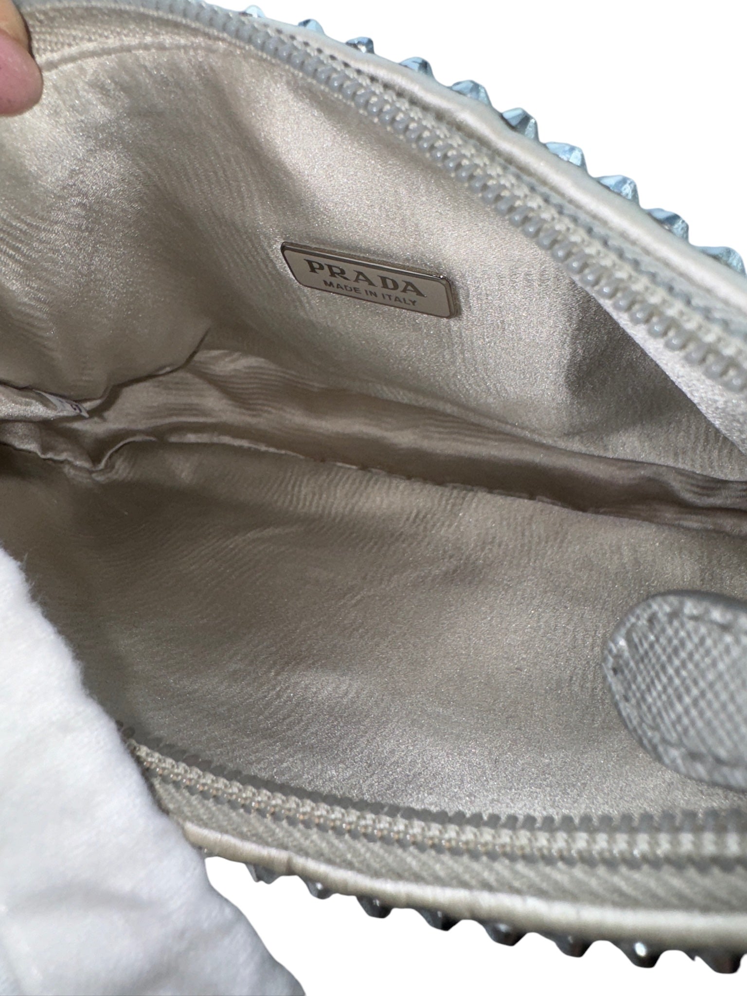 PRE-OWNED Re-Edition Grey Cristals Hobo Shoulder Bag