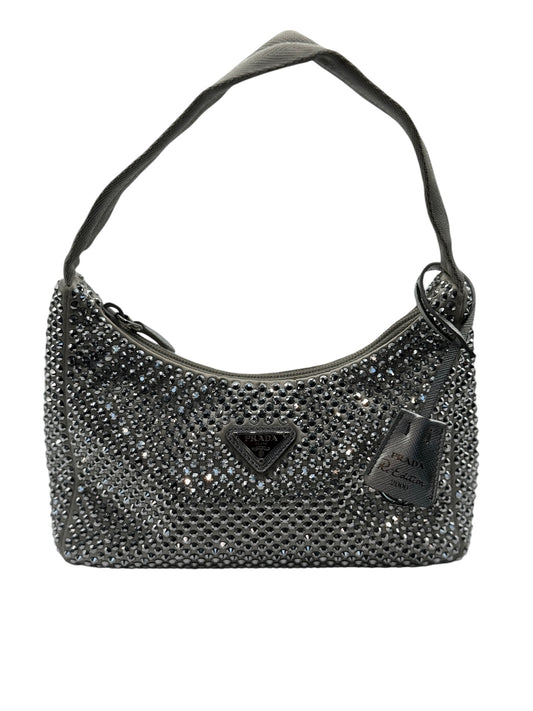 PRE-OWNED Re-Edition Grey Cristals Hobo Shoulder Bag