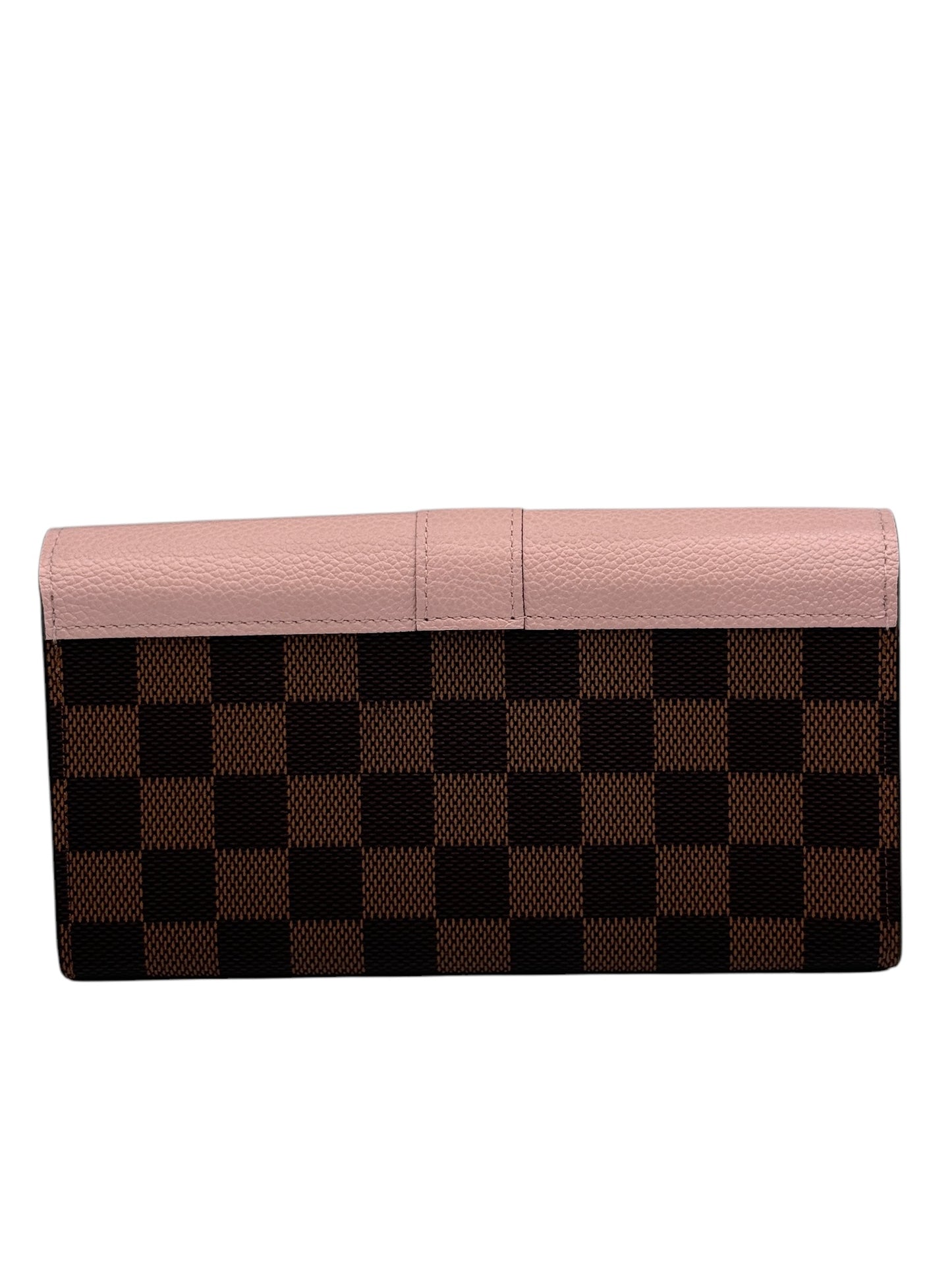 PRE-OWNED LV Pink Ballerine Clapton Damier Ebene Canvas Wallet