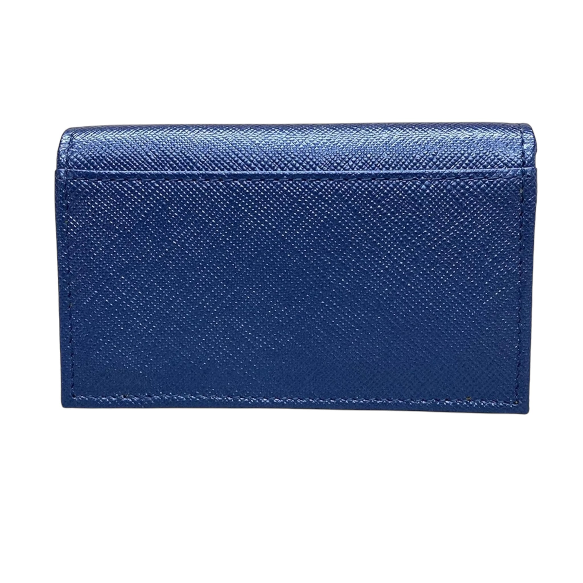 Estuche para tarjetas plegable azul Saffiano USADO