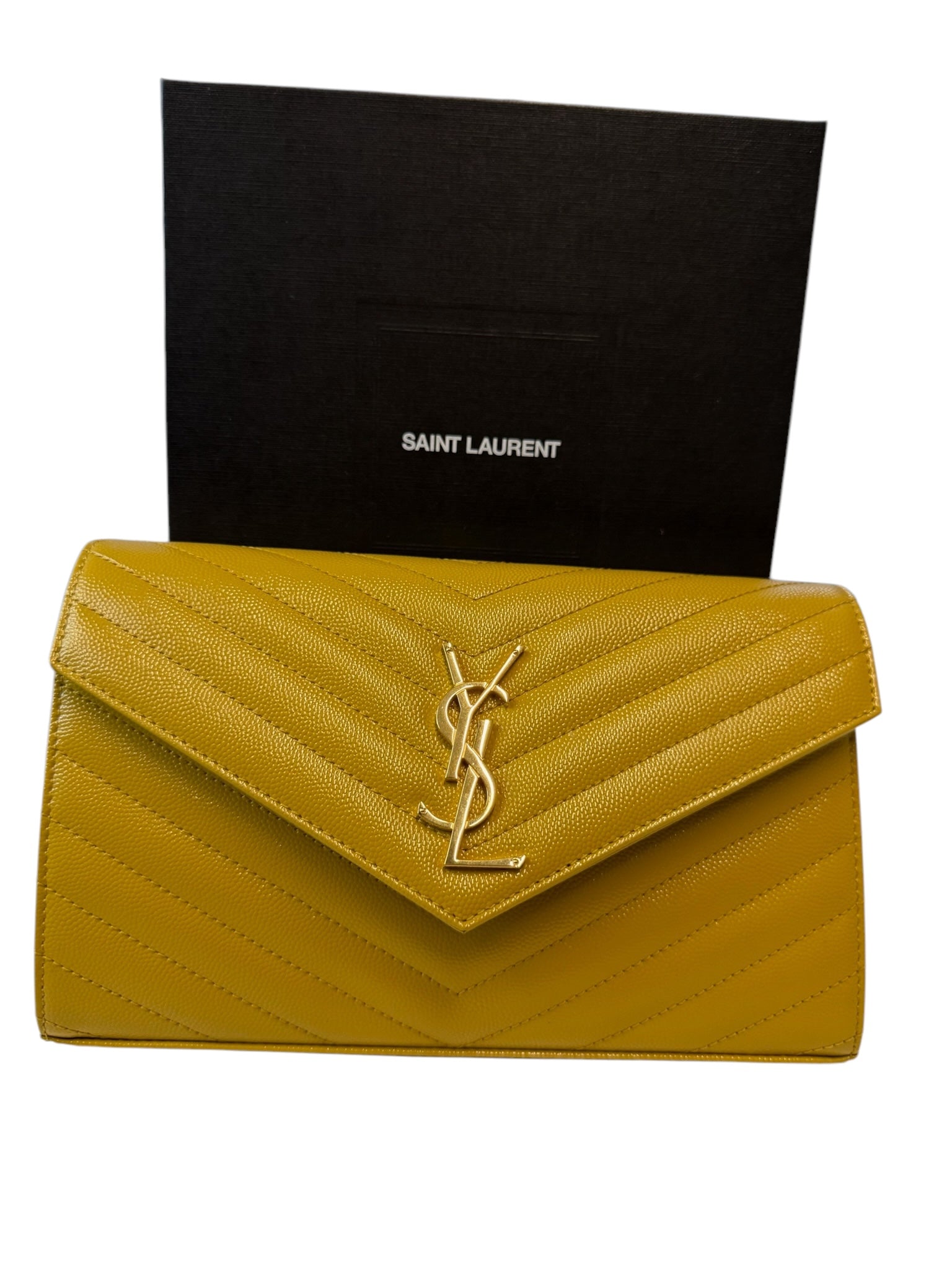 PRE-OWNED Yellow Grain De Poudre Cassandre Chain Wallet