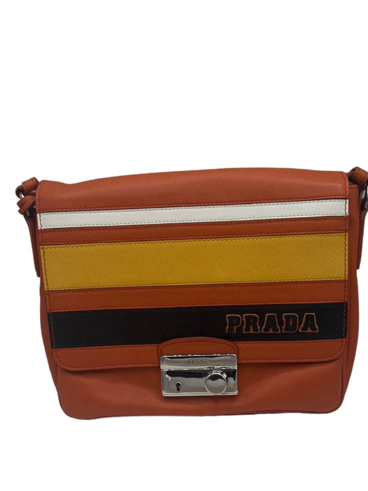 PRADA - Orange Multi Leather Crossbody Bag