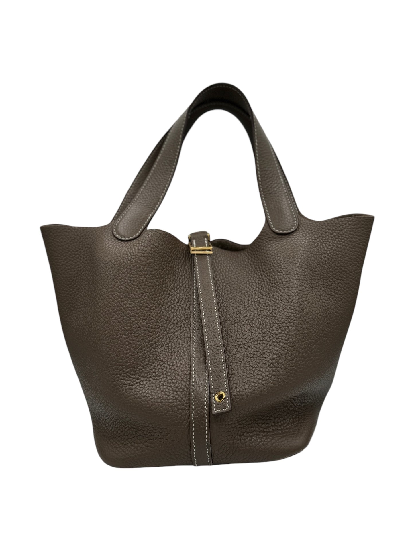 Bolso de mano Picotin Lock MM de segunda mano Etoupe Taurillon Clemence