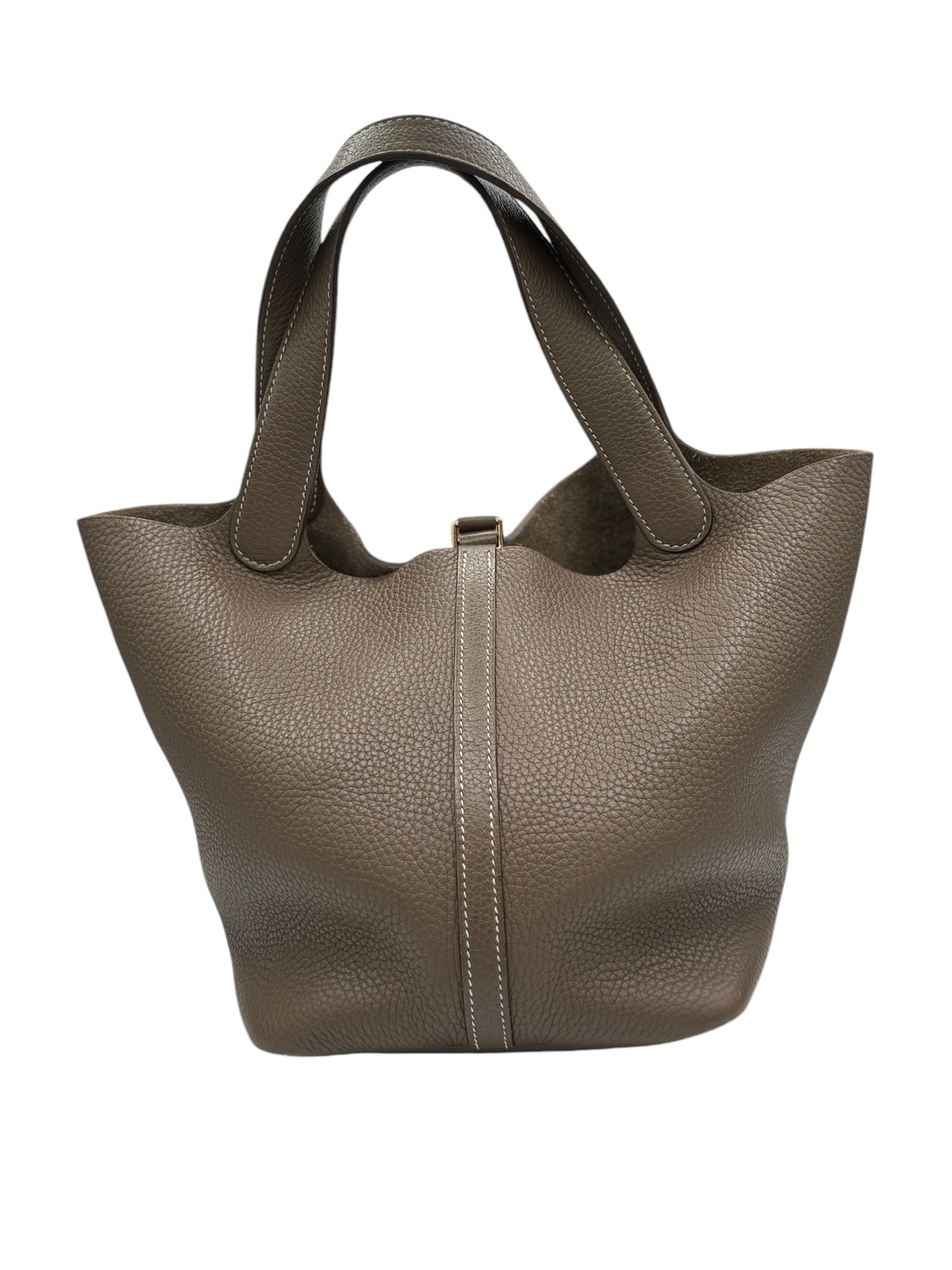 Bolso de mano Picotin Lock MM de segunda mano Etoupe Taurillon Clemence