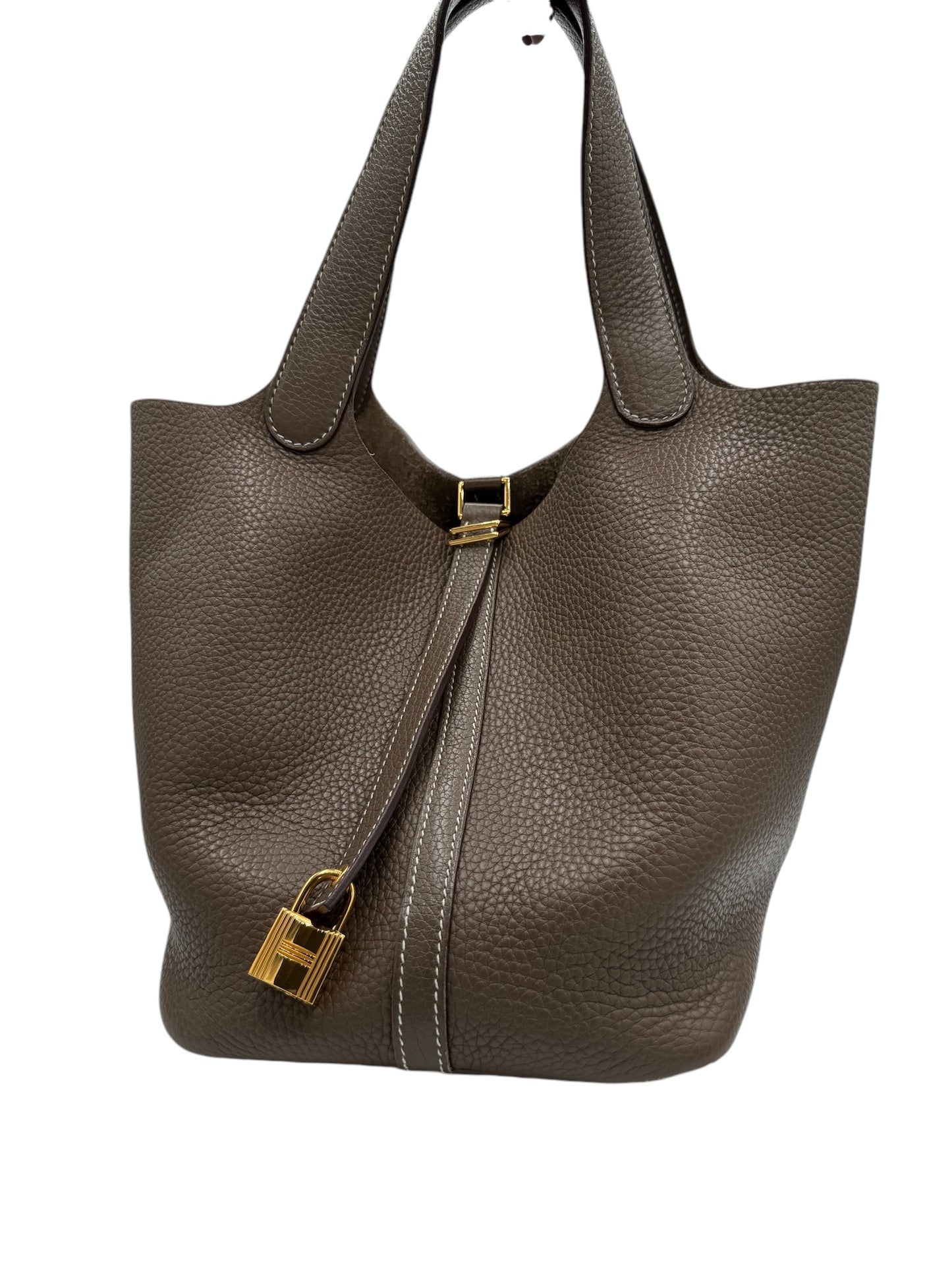 Bolso de mano Picotin Lock MM de segunda mano Etoupe Taurillon Clemence