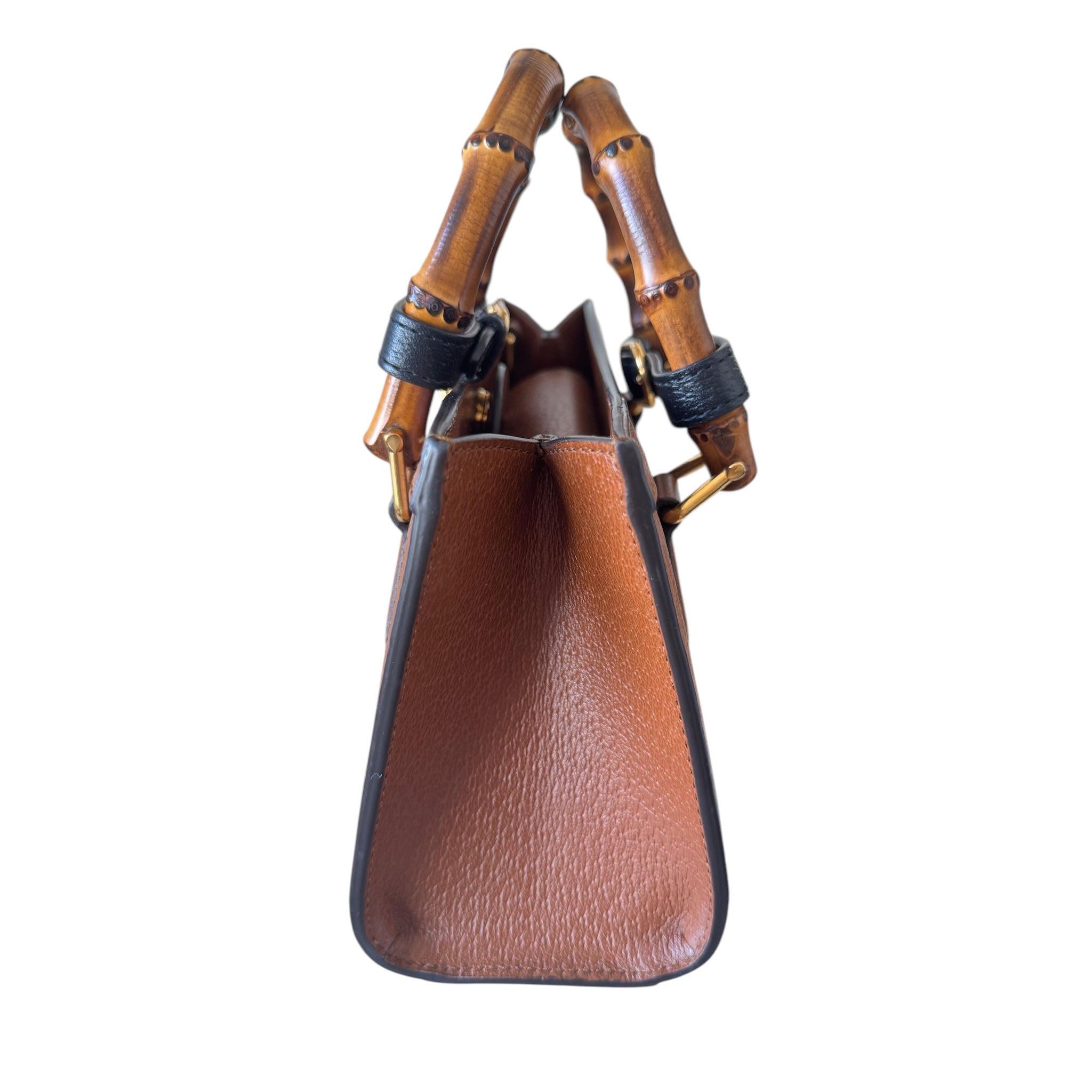 Bolso tote pequeño de cuero con asa de bambú y cadena GG Diana NM USADO