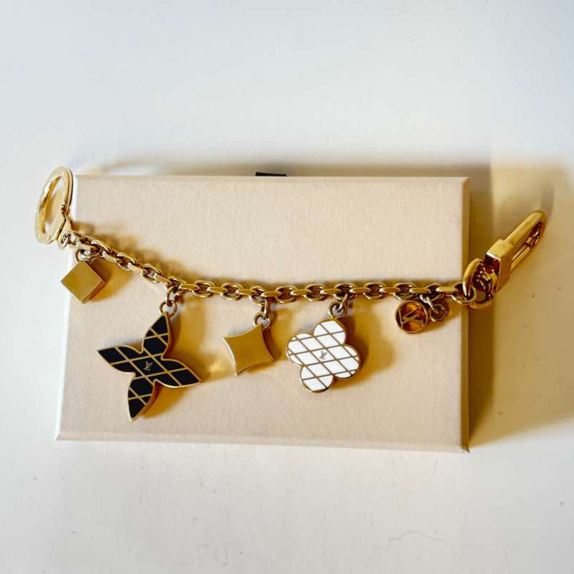 PRE-OWNED LV Malletage Flowers Bag Charm