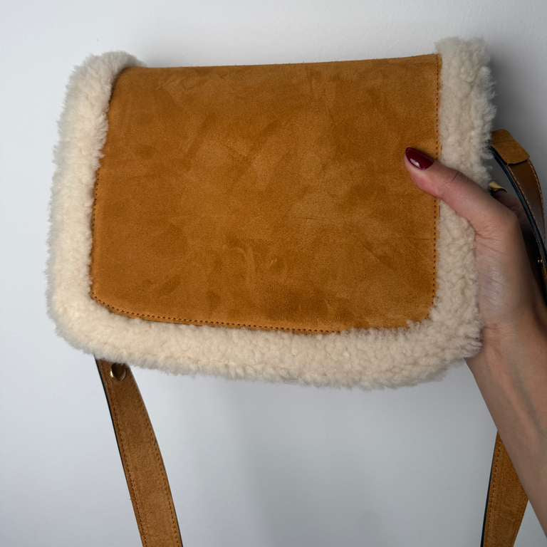 PRE-OWNED  Horsebit 1955 mini shoulder bag camel suede