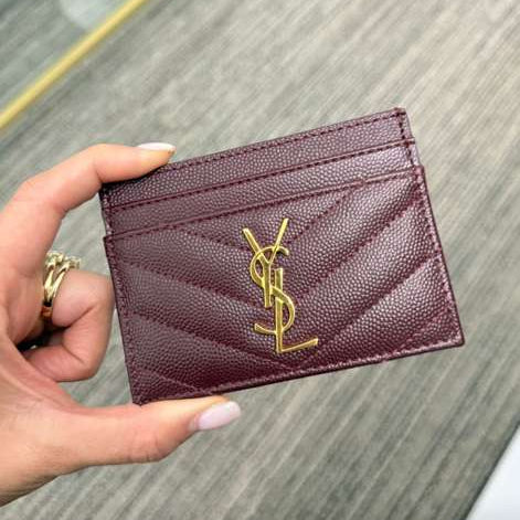 YSL NEW BURGUNDY GRAIN. Card case