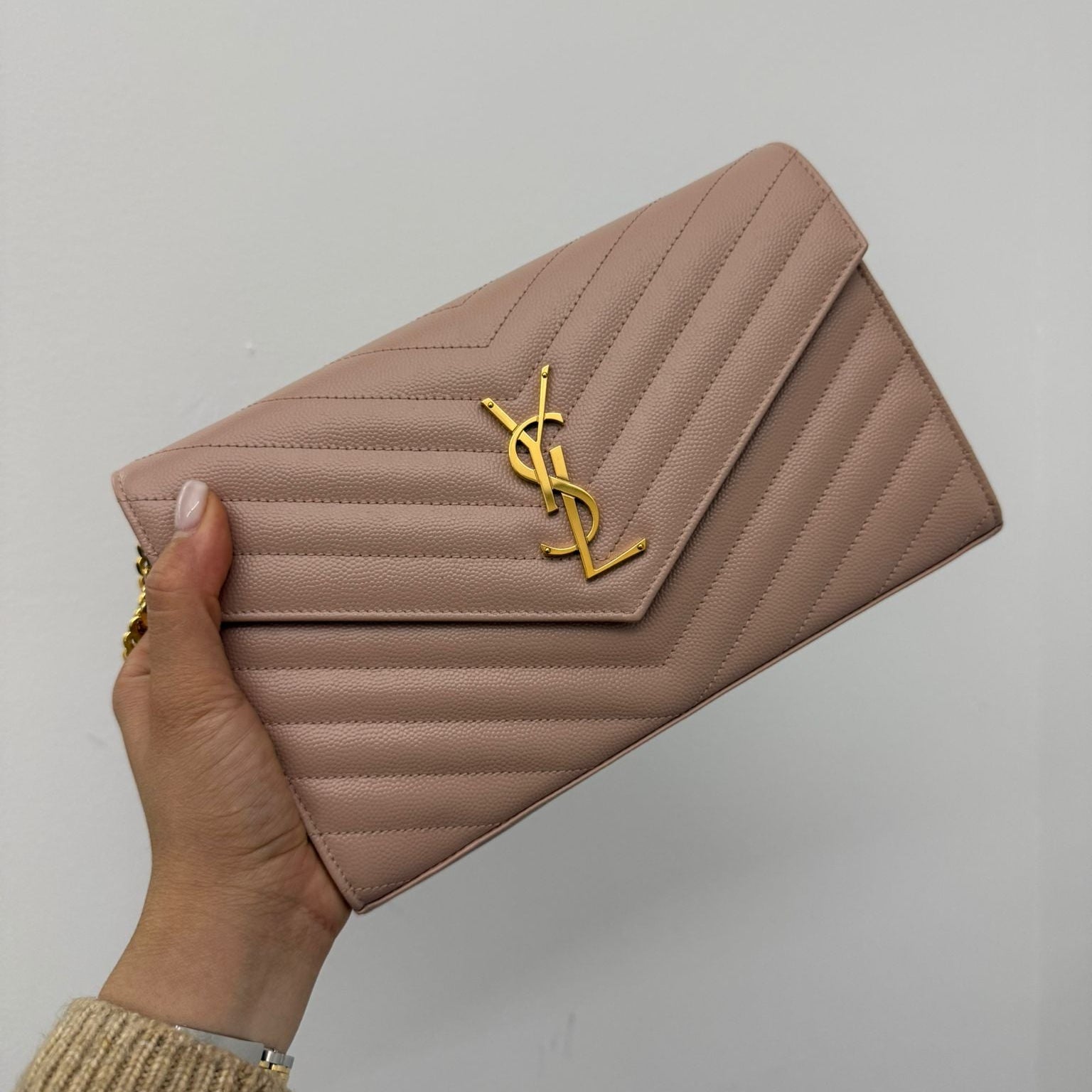 PRE-OWNED Portefeuille enveloppe leather Pink WOC 