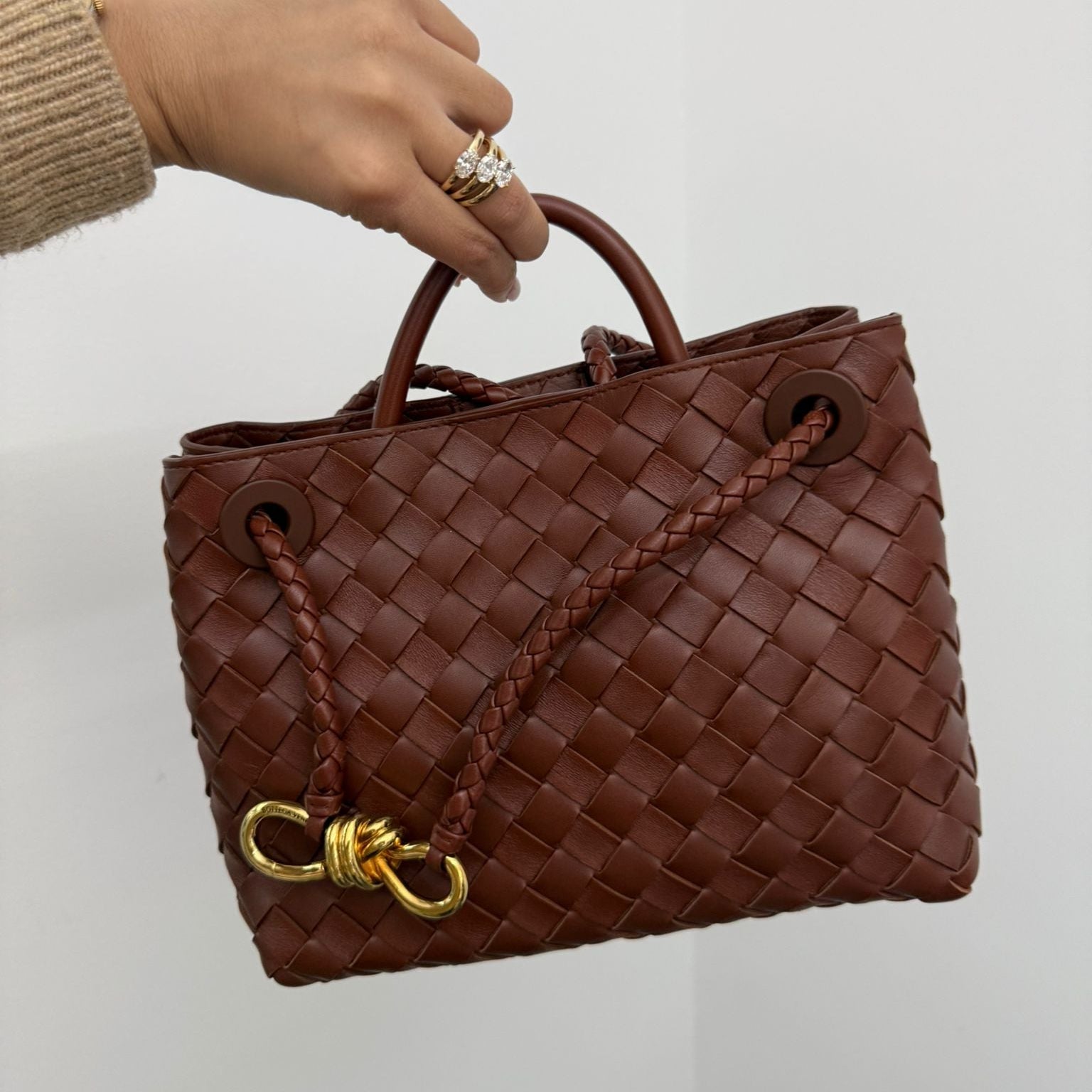 PRE-OWNED Andiamo Small Leather Intrecciato Bag