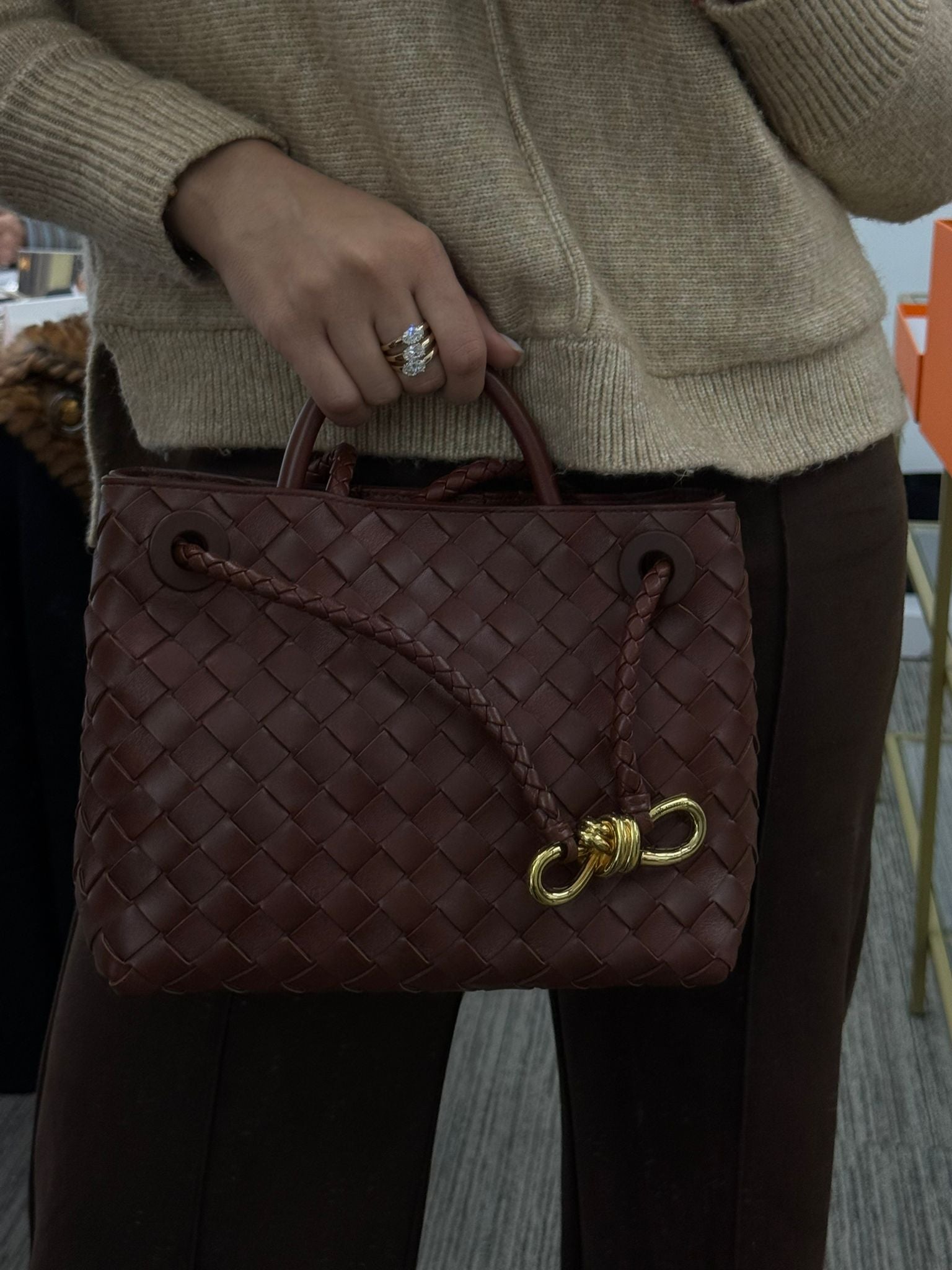 PRE-OWNED Andiamo Small Leather Intrecciato Bag