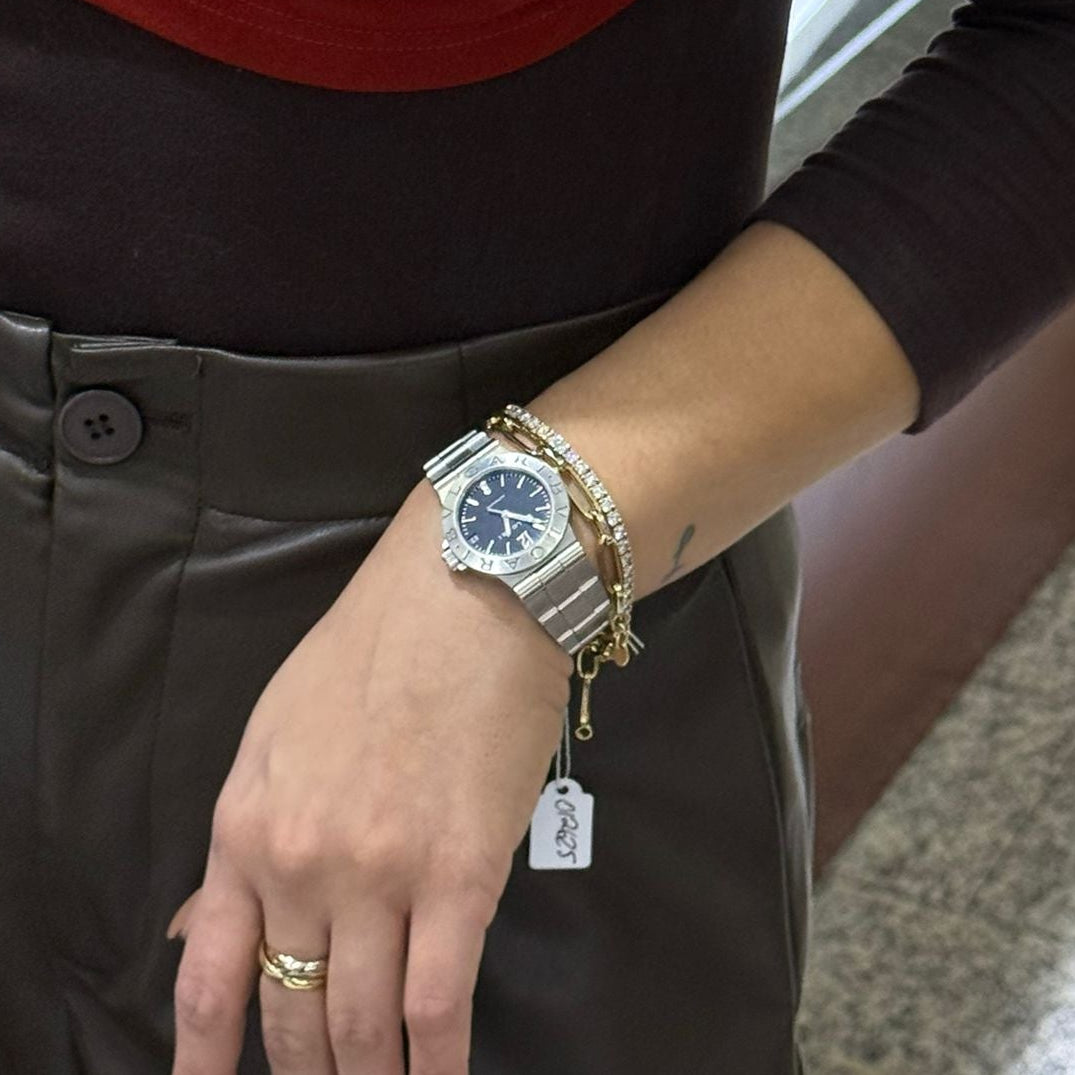 PRE-OWNED BULGARI  Diagono steel watch