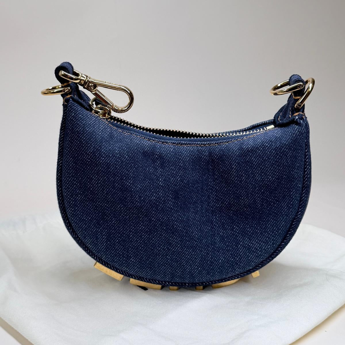 PRE-OWNED FF Denim Shiny Nappa Nano Fendigraphy Hobo Charm 