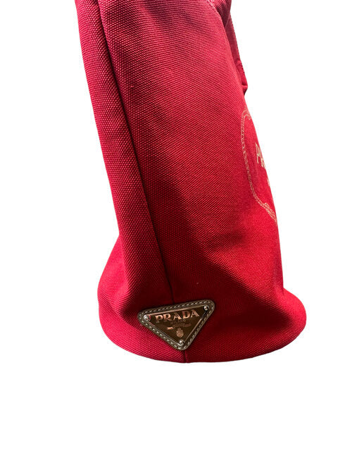 Prada Canapa Handbag in Red Fabric – Fancy Lux