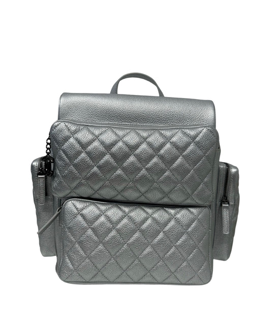 CHANEL - 16S Silver Grained Calfskin Casual Rock Backpack