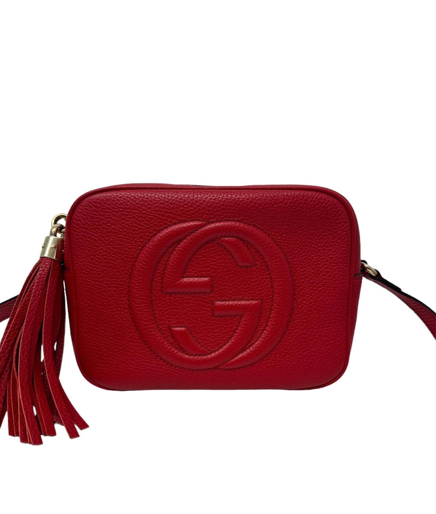 GUCCI - Red Pebbled Leather Soho Disco