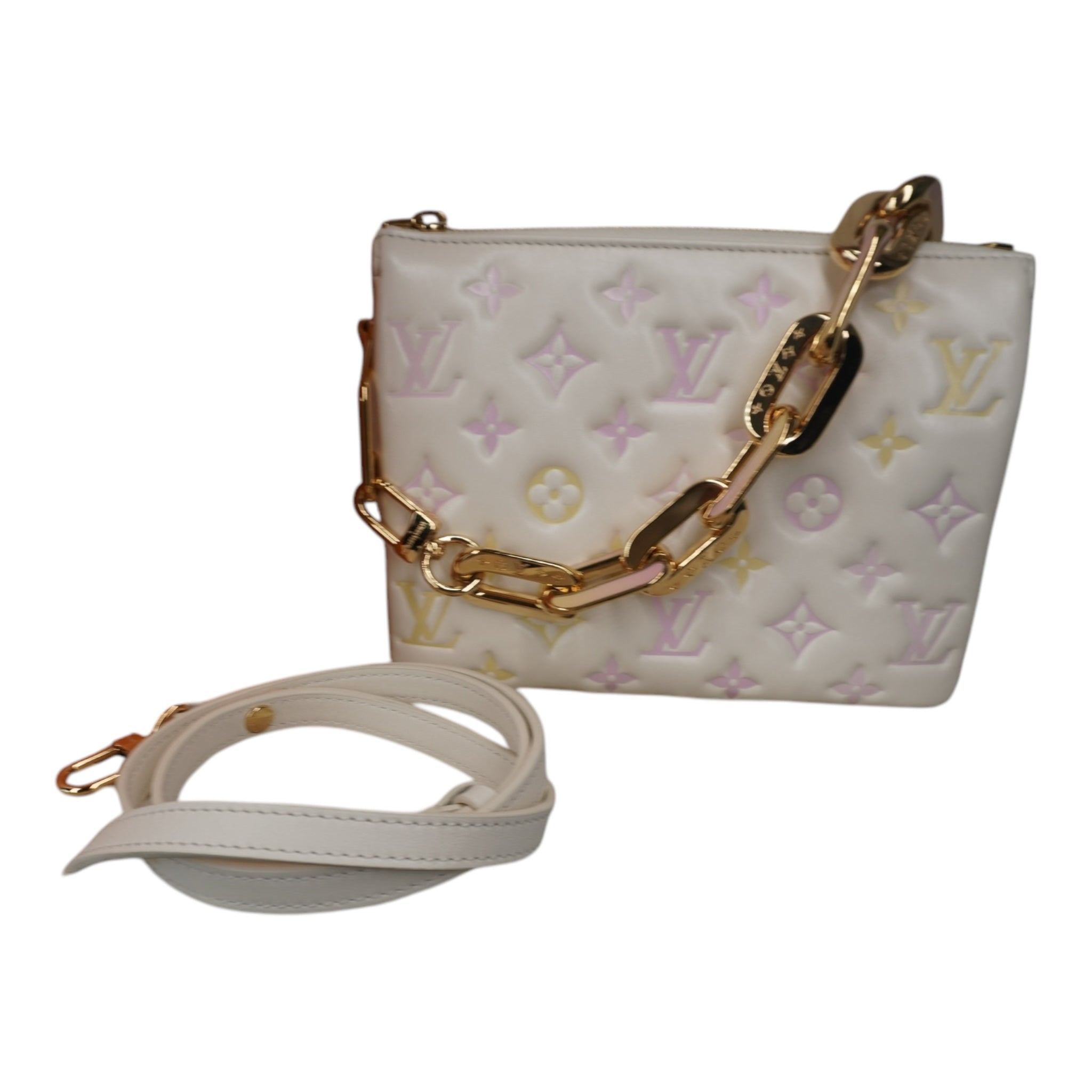 PRE-OWNED LV Pastel Monogram Puffy Lambskin Coussin BB Shoulder Bag