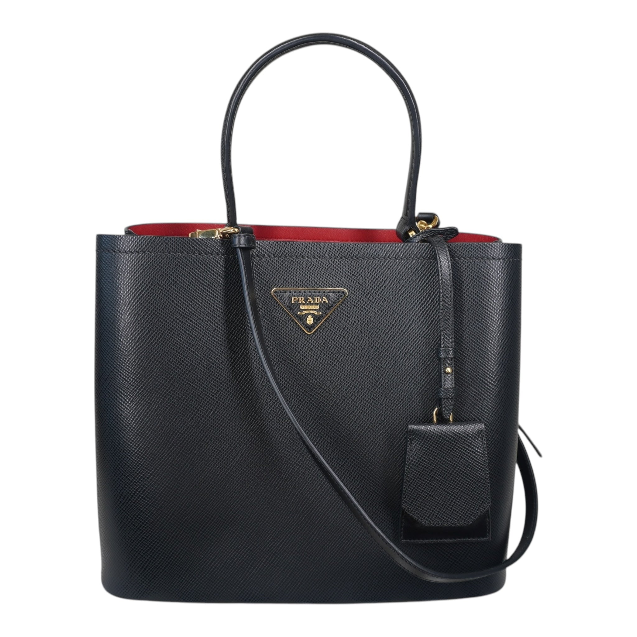 PRE-OWNED Black Saffiano Leather Panier Bucket Shoulder Bag
