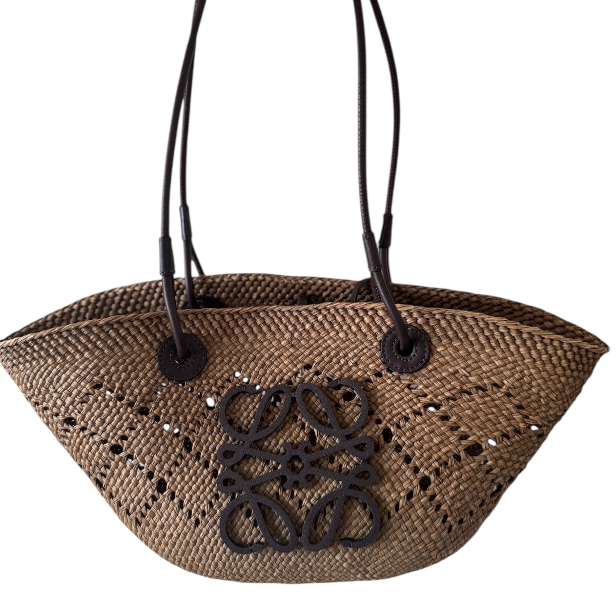 PRE-OWNED Anagram Basket Tote Raffia Small Shoulder Bag