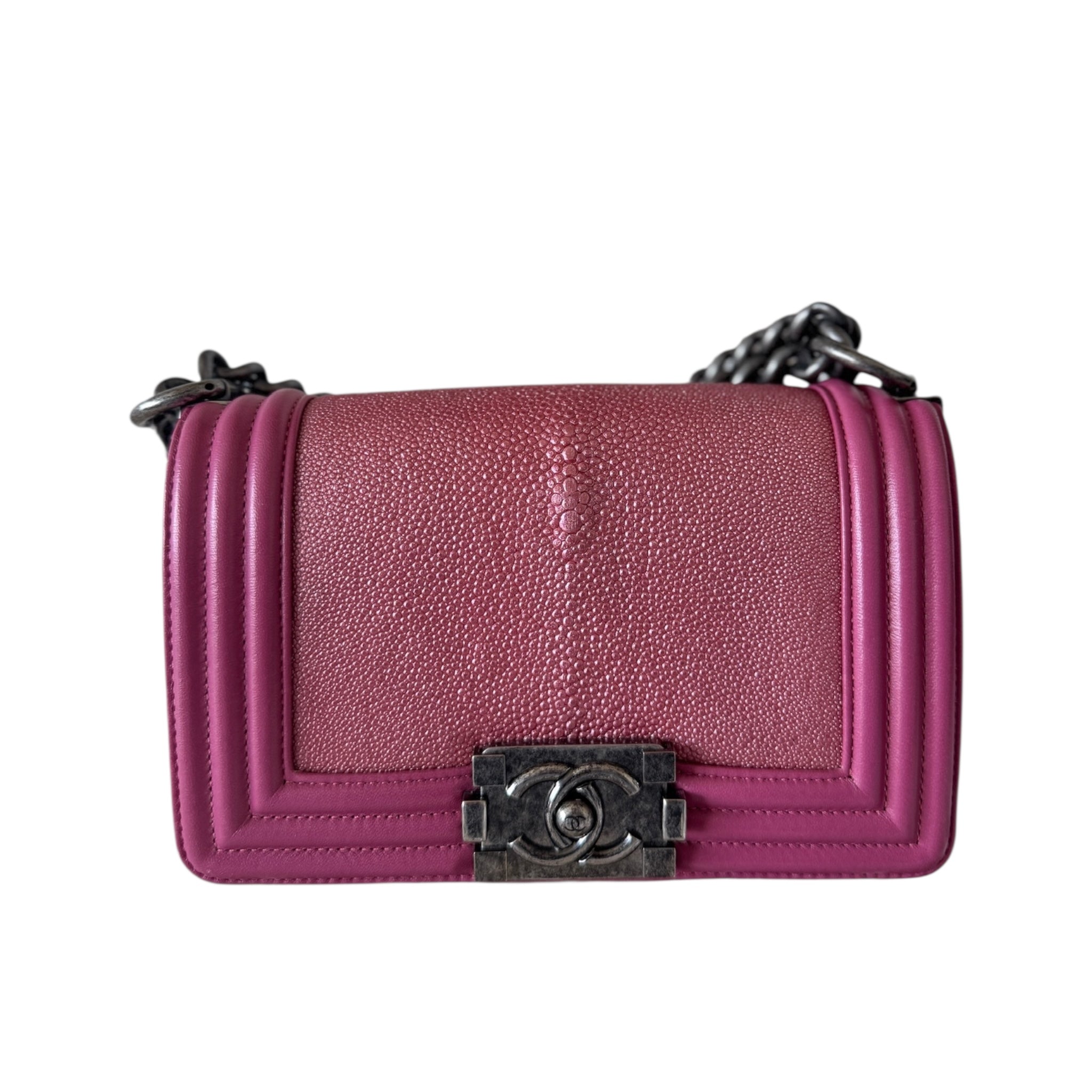 Bolso de hombro pequeño Stingray con solapa CC Pink Boy de segunda mano