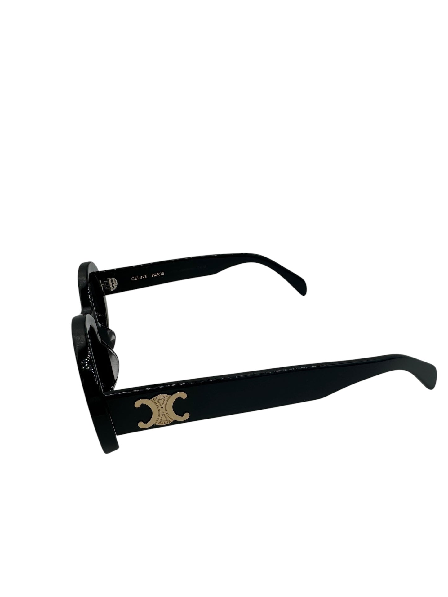 PRE-OWNED Triomphe Black Rounded Sunglasses