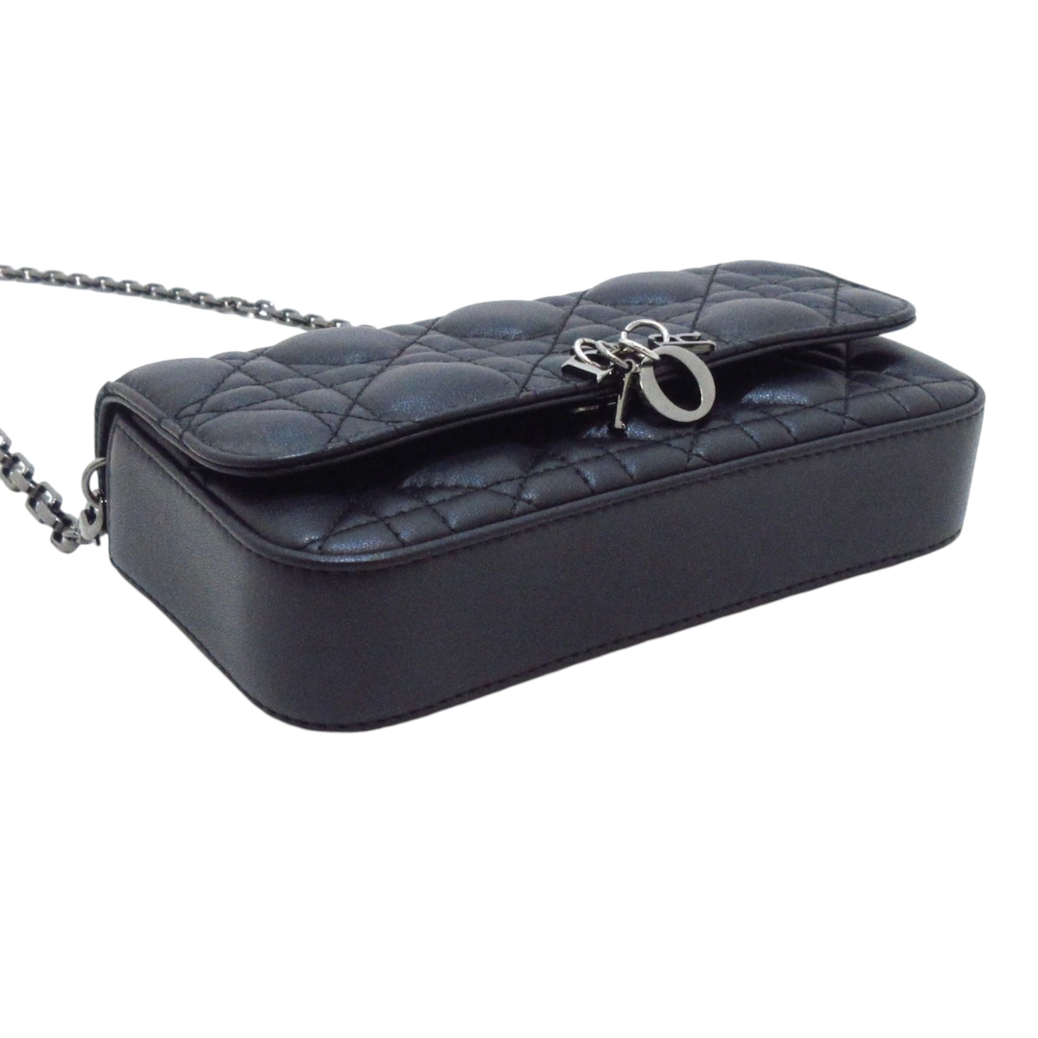 Bolso bandolera My Dior Talk para teléfono de piel de cordero negra USADO