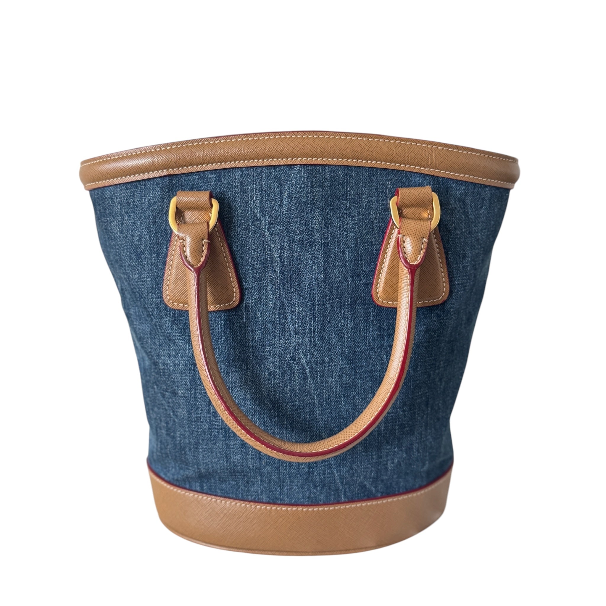 PRE-OWNED Brown & Denim Tote Shoulder Bag