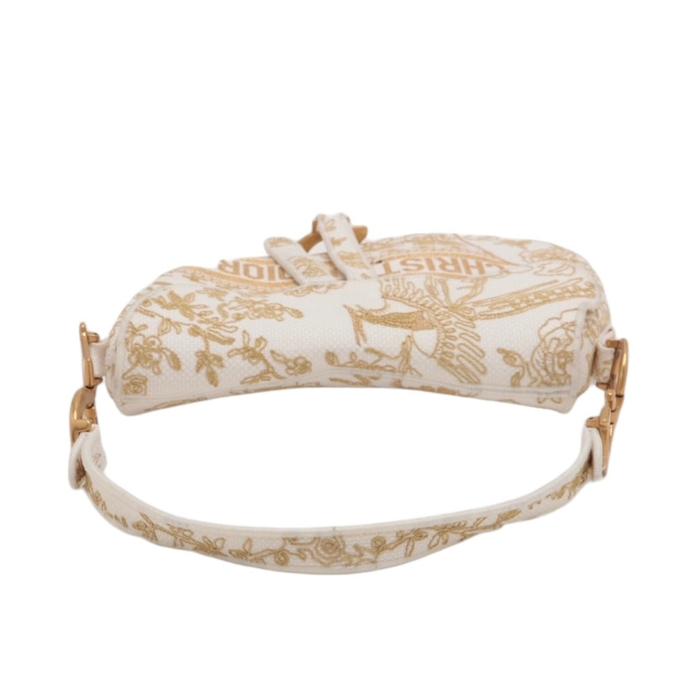 Bolso de hombro Saddle de lona bordada Toile de Jouy USADO