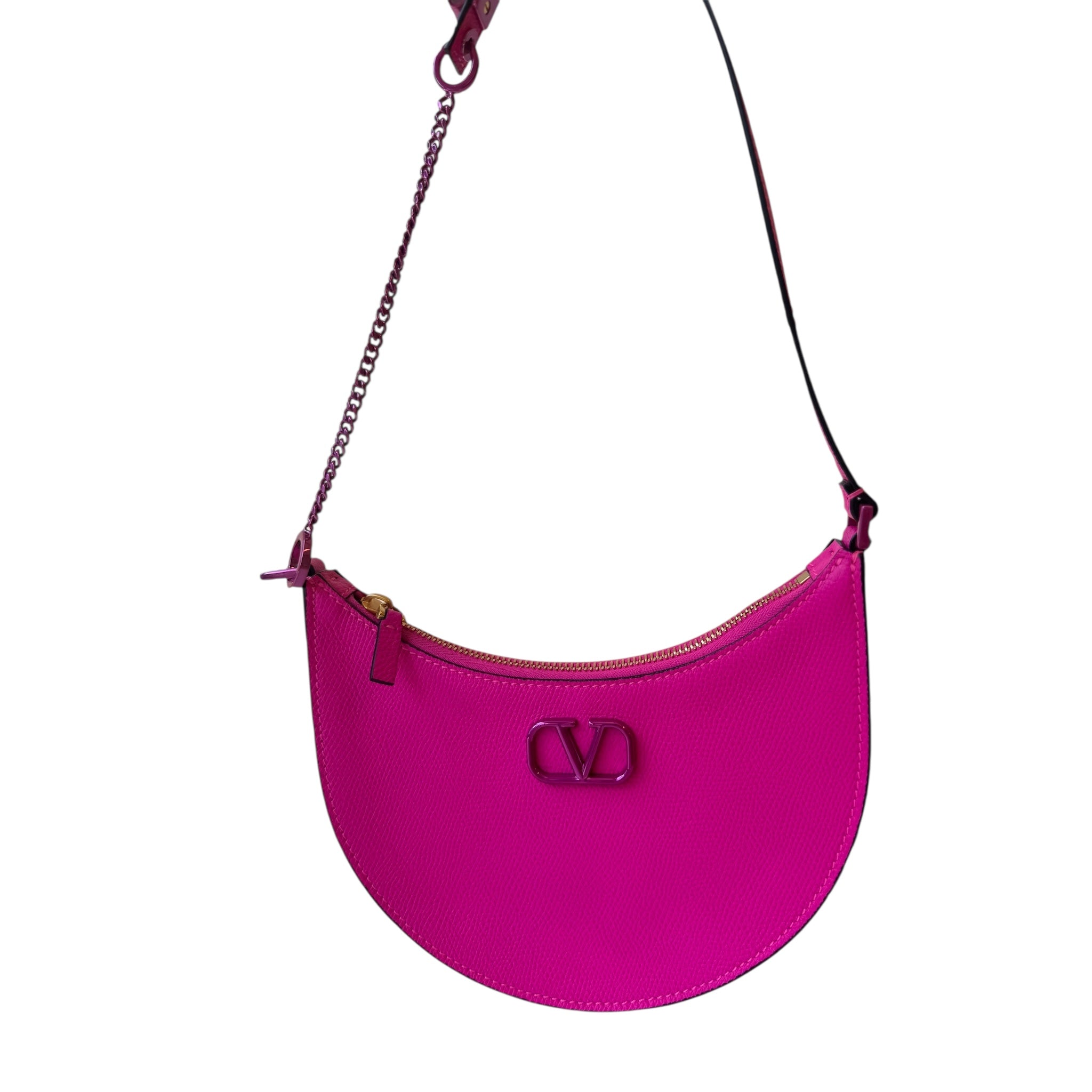 PRE-OWNED Hot Pink Leather Hobo Shoulder Bag