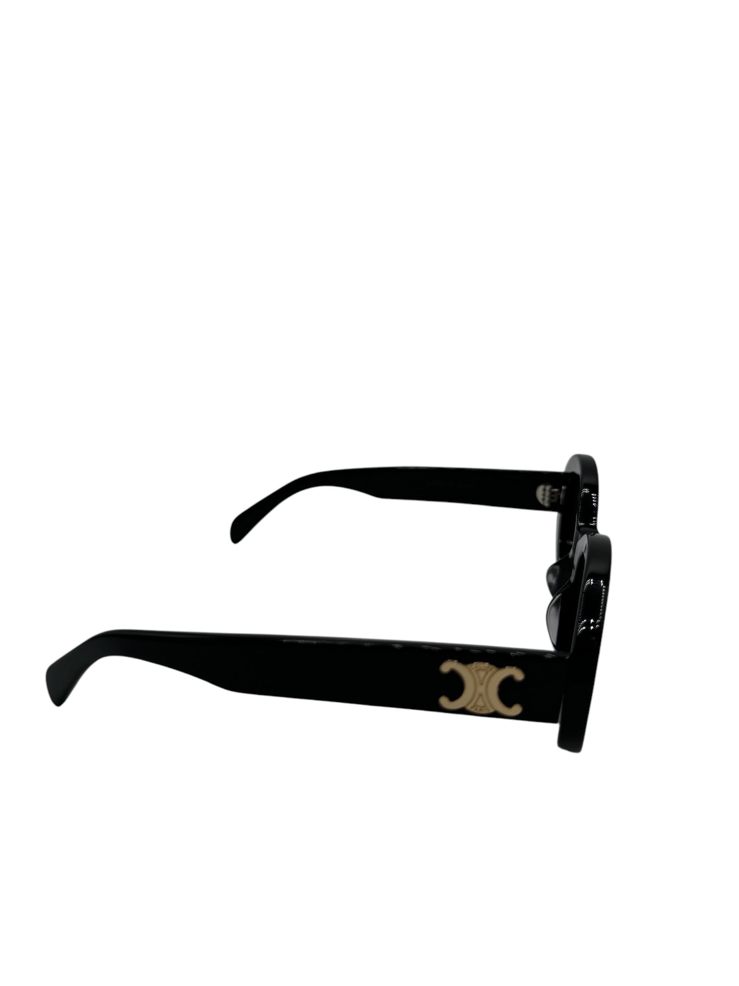 PRE-OWNED Triomphe Black Rounded Sunglasses